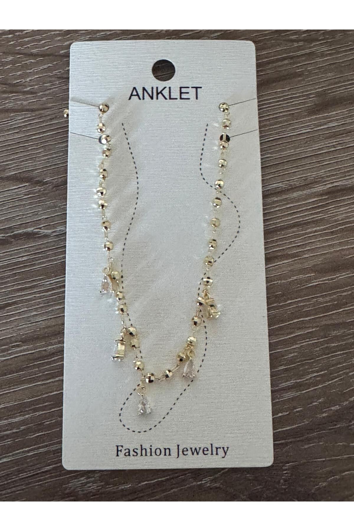 misstakıjewerly ÇELİK GOLD RENK SALLANTILI TAŞLI HALHAL