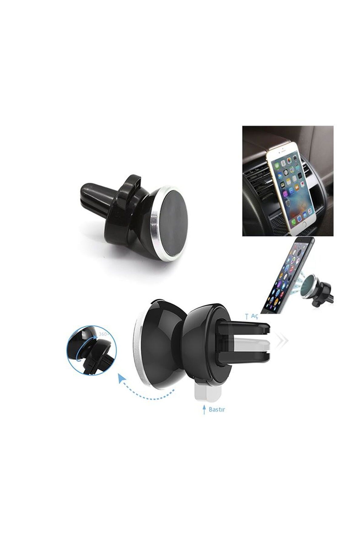 ASPARTAM Mıknatıslı Telefon Tutucu - Siyah - 7 cm