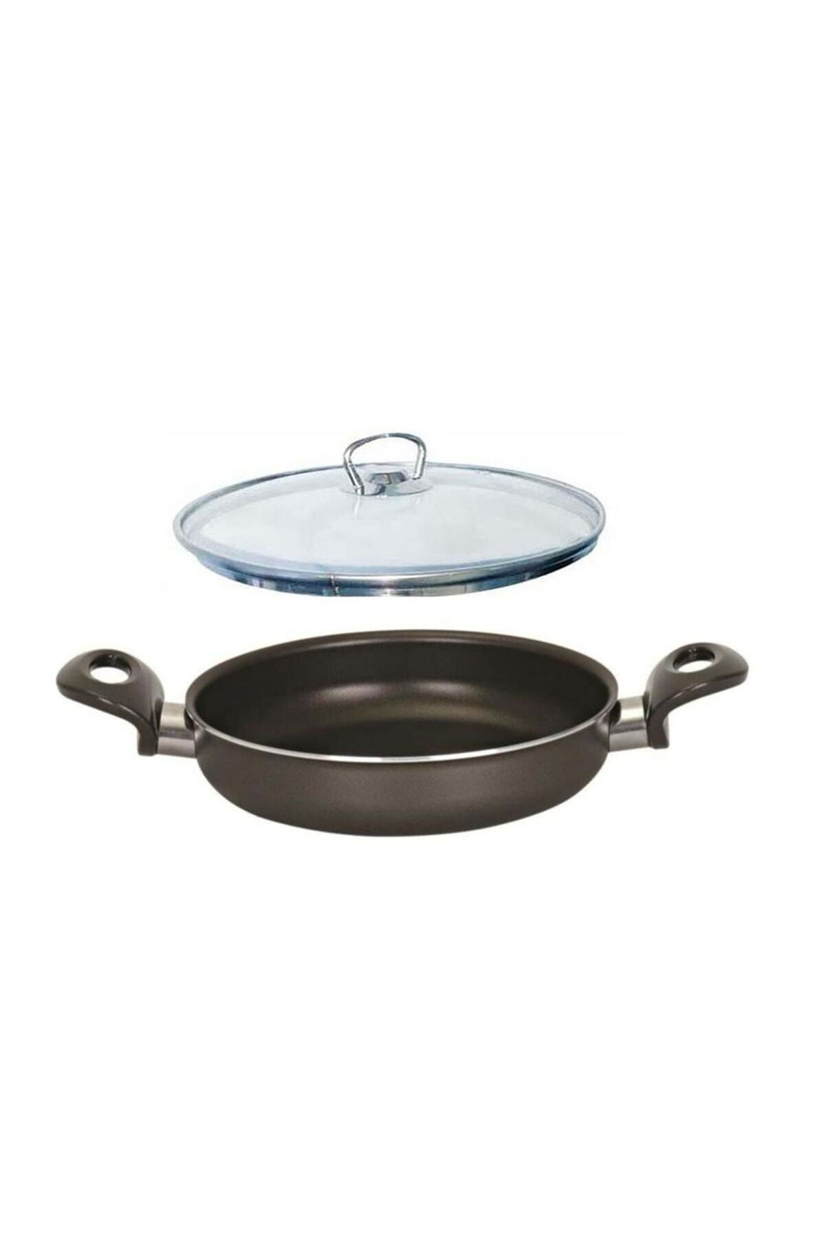 ASPARTAM Mehtapp Onyx Cam Kapaklı Teflon Sahan - Siyah - 22 cm
