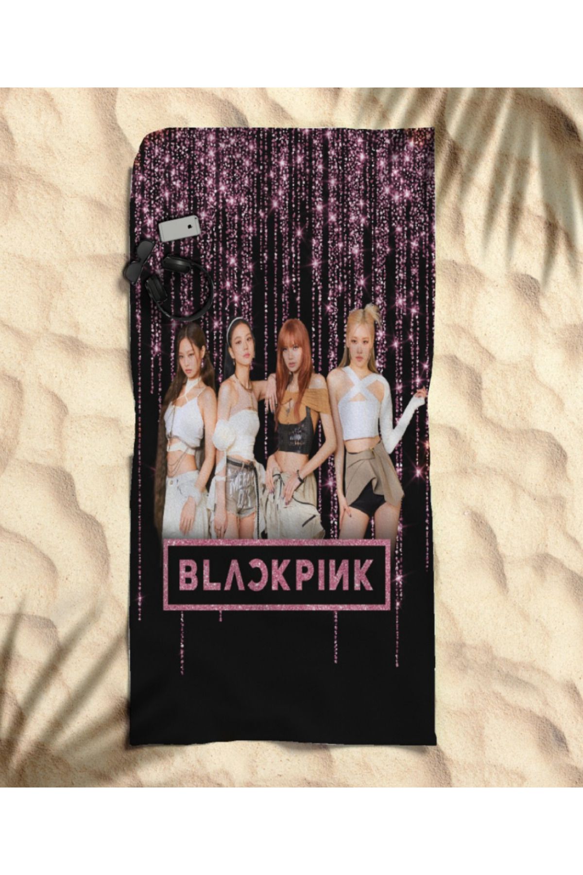 hediyechy Black Pink Temalı Plaj Havlusu
