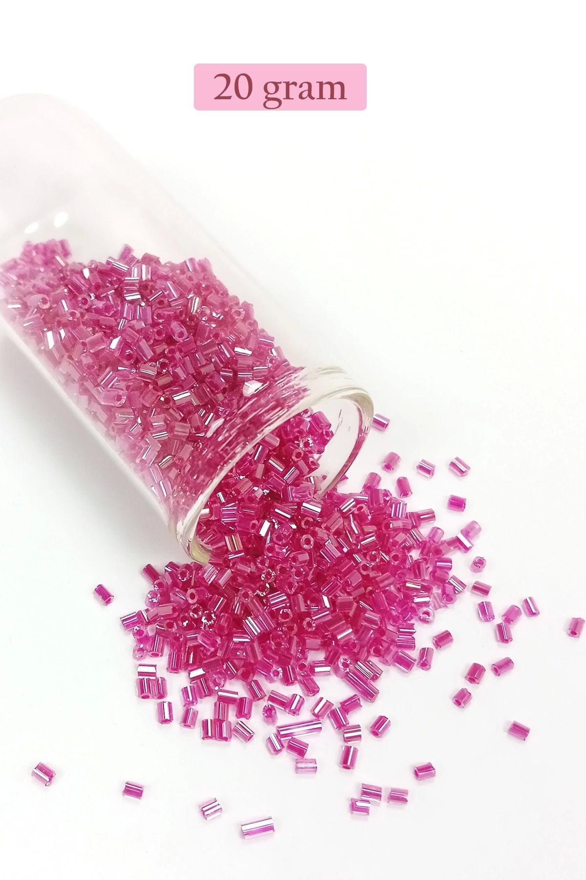 PRATİKOBA Kesme Cam Boncuk 2mm - 20 Gram - Şeffaf Pembe -BNC334