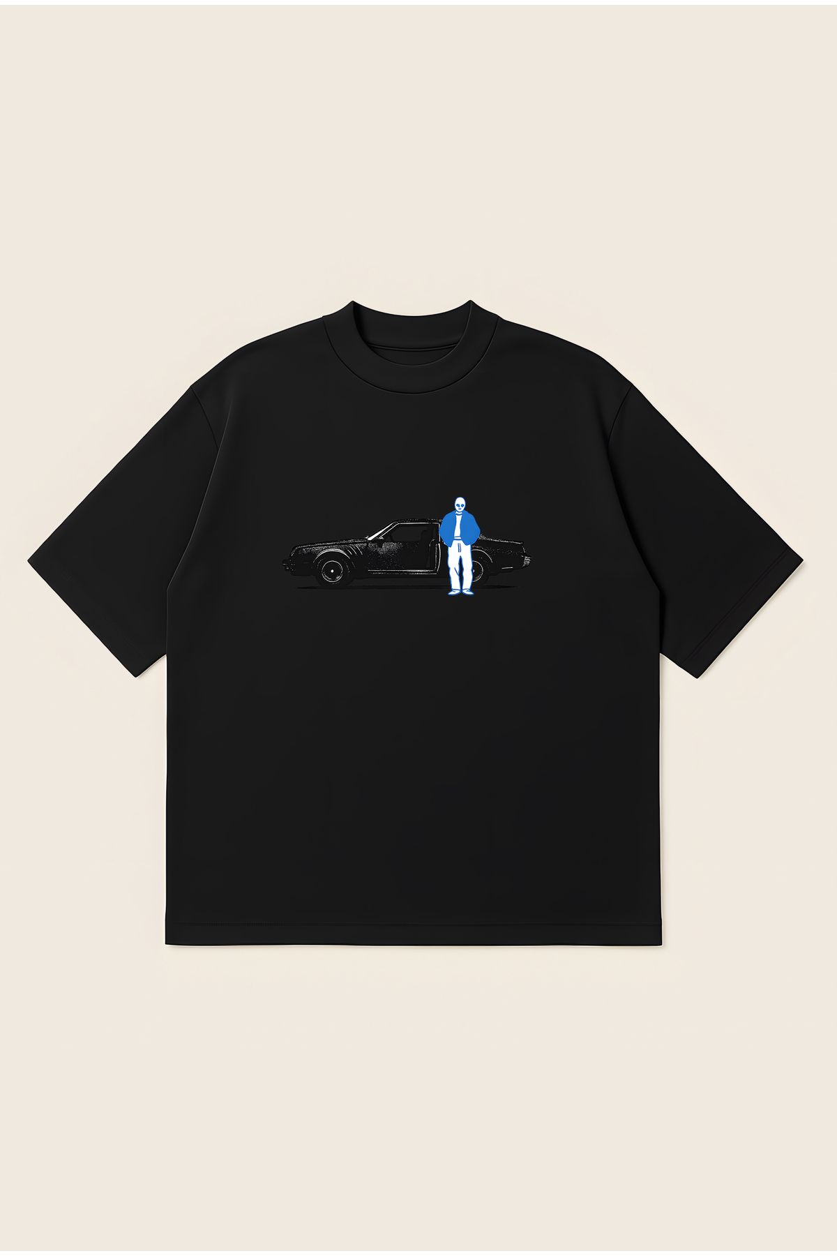 Moon Dancer Ghost Car Unisex Oversize Baskılı Boxy Fit Kalın Kumaşlı T-shirt