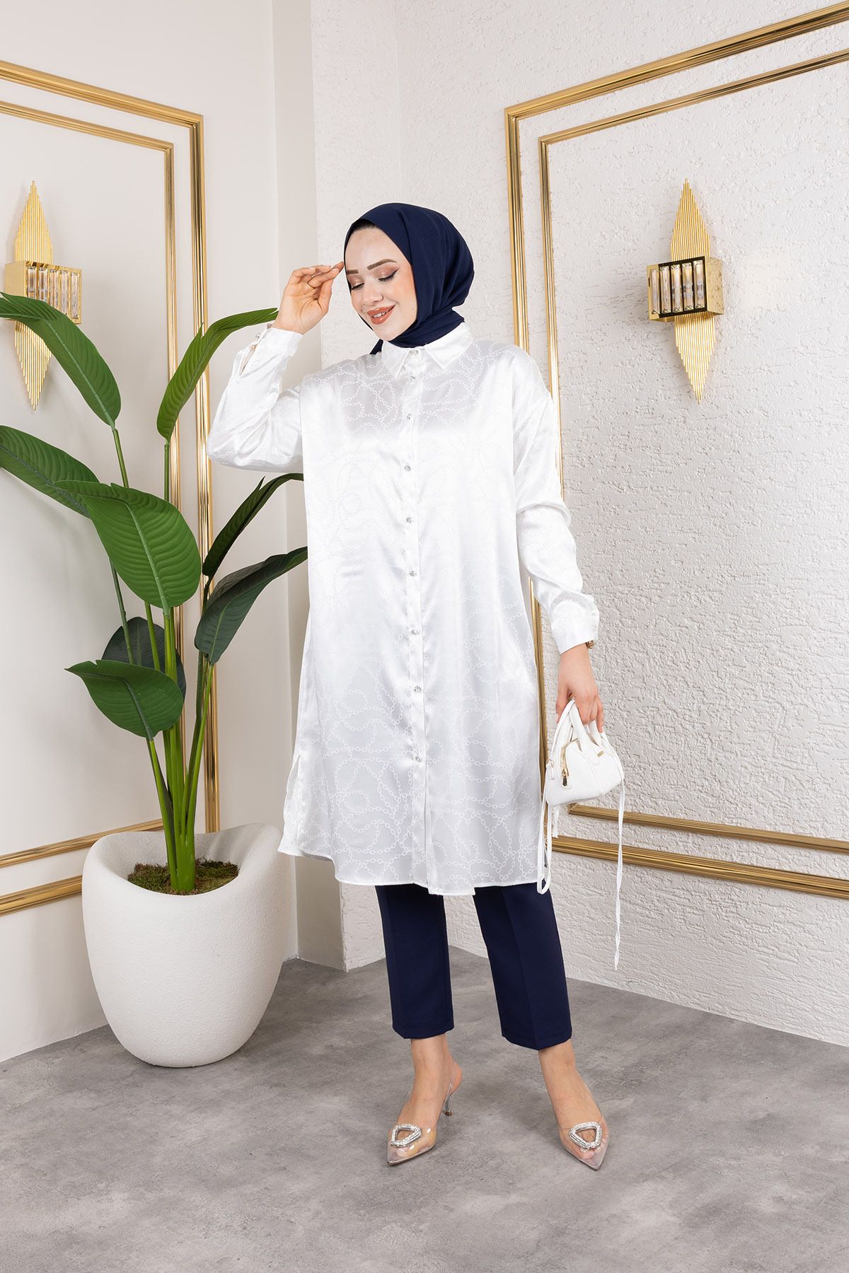 KEBİRE MODA zincirli tesetür tunik