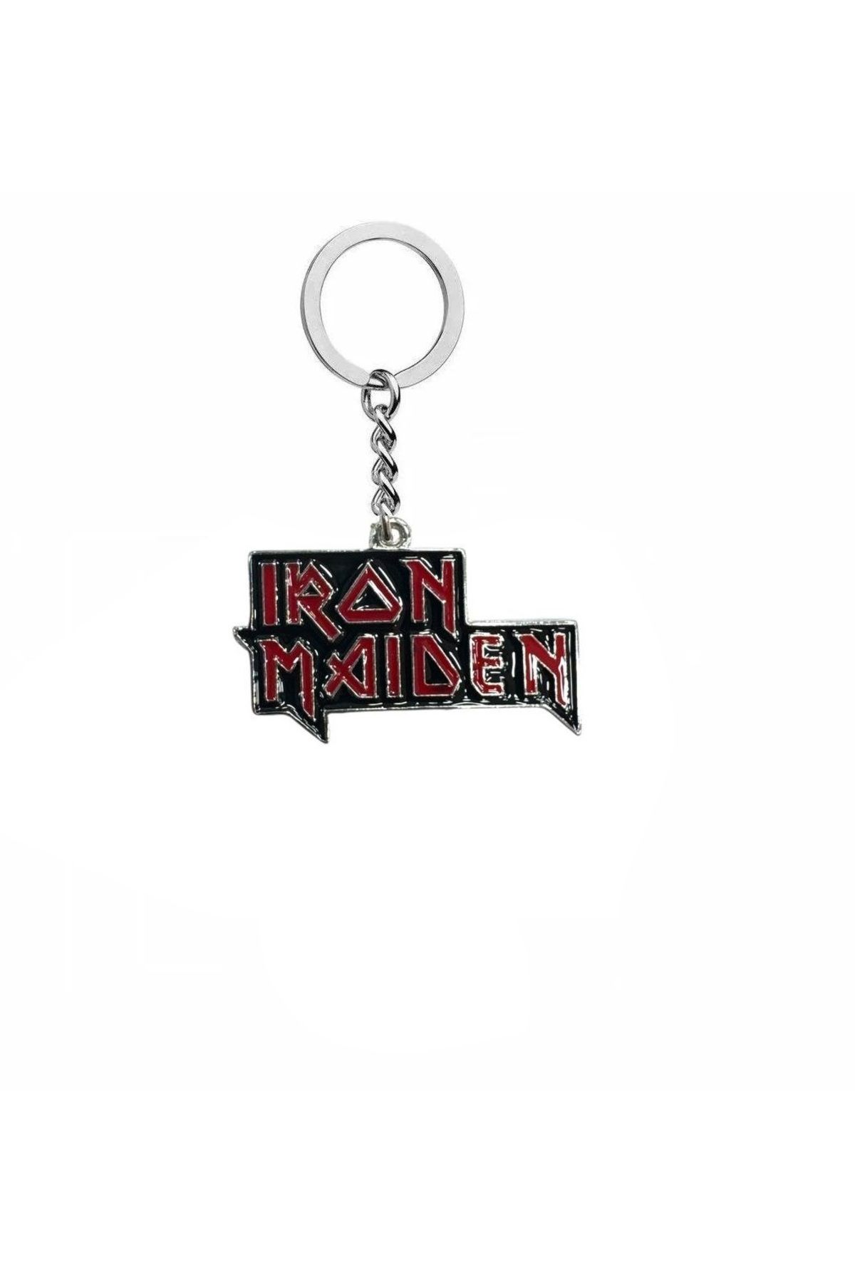 Herşey Nota Iron Maiden Logolu Metal Anahtarlık – Kırmızı Renk | Unisex Rock & Metal Aksesuarı
