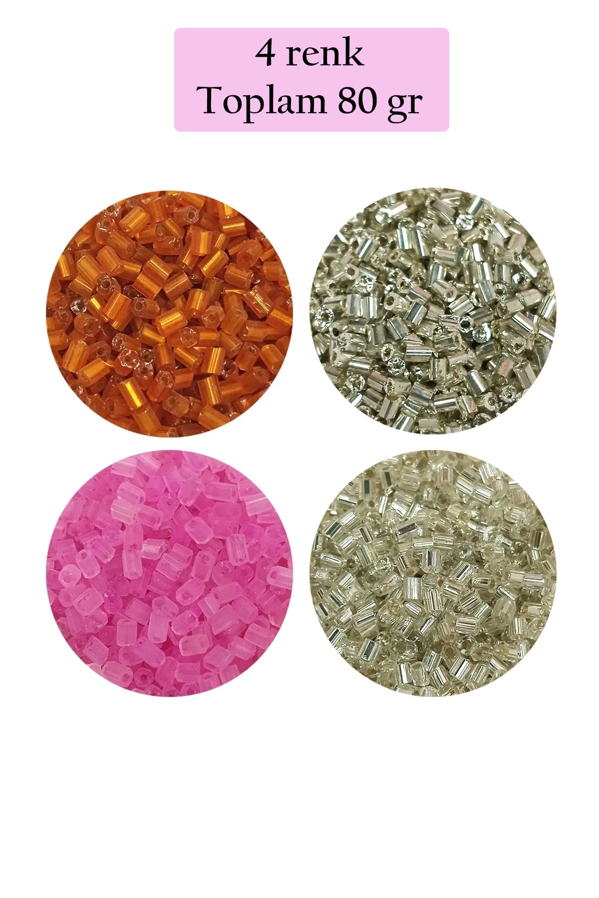 PRATİKOBA Kesme Cam Boncuk 2mm - 4 Renk - Toplam 80 Gram - BNC441