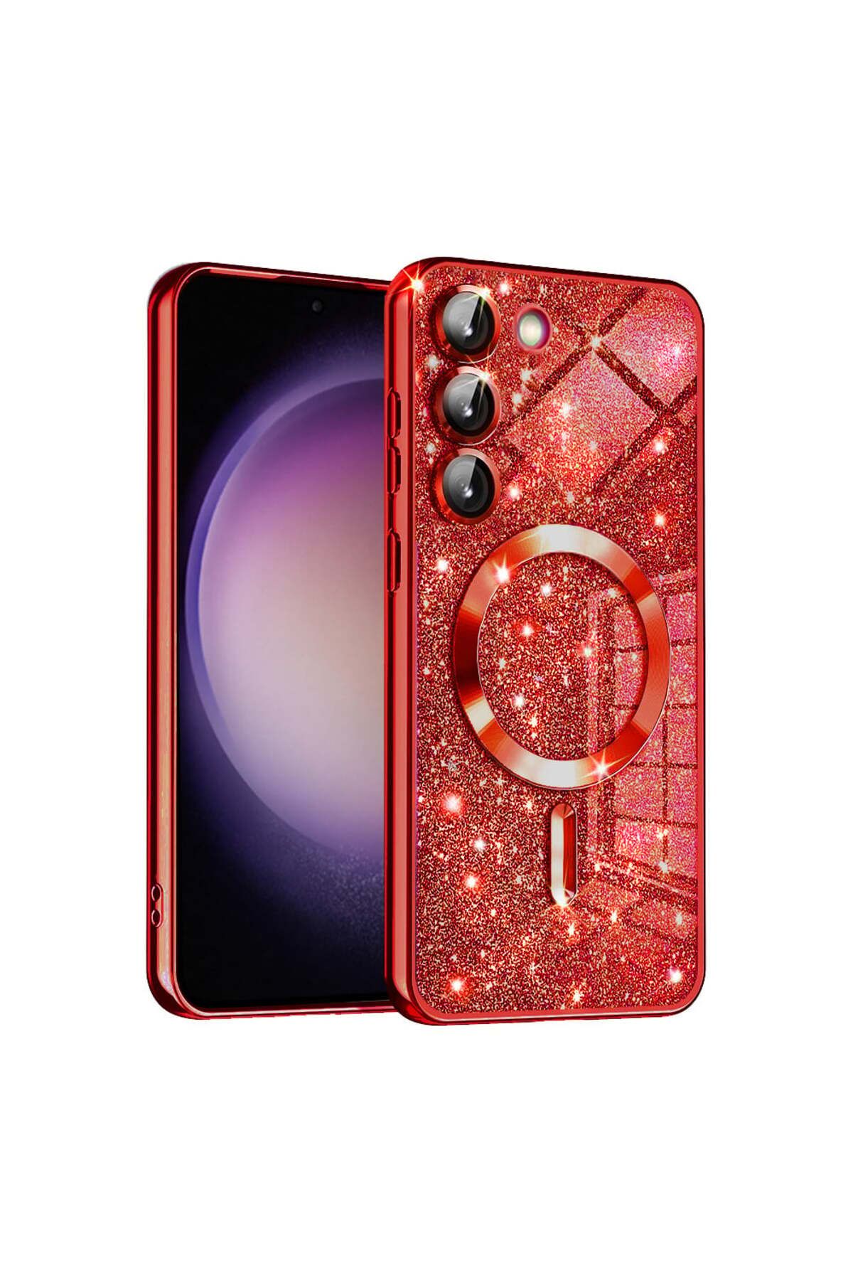 Techsuit Carcasă Samsung Galaxy S23 - Techsuit Luxury Glitter Magsafe - Roșu - One Size