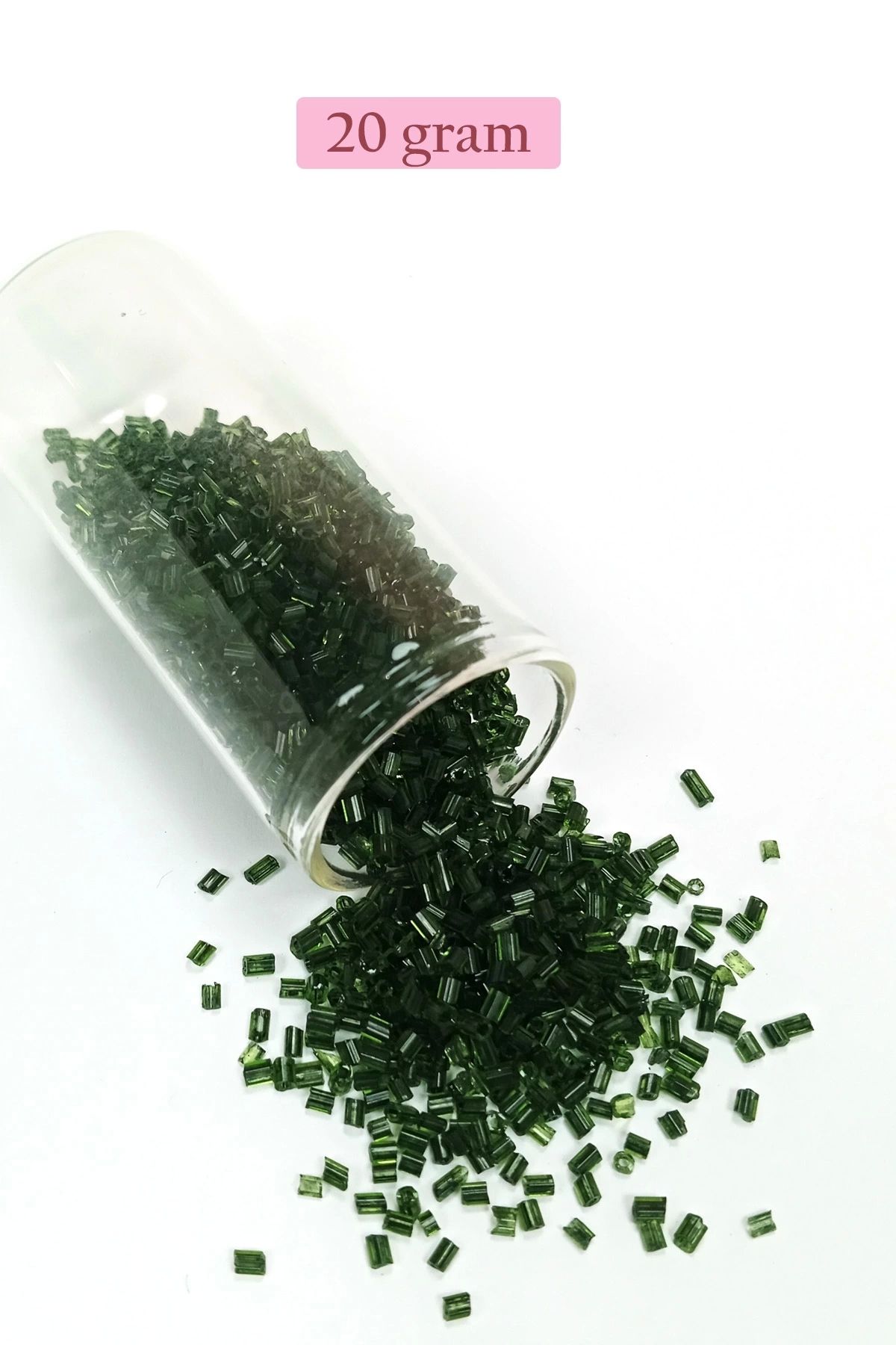 PRATİKOBA Kesme Cam Boncuk 2mm - 20 Gram - Şeffaf Koyu Yeşil -BNC319