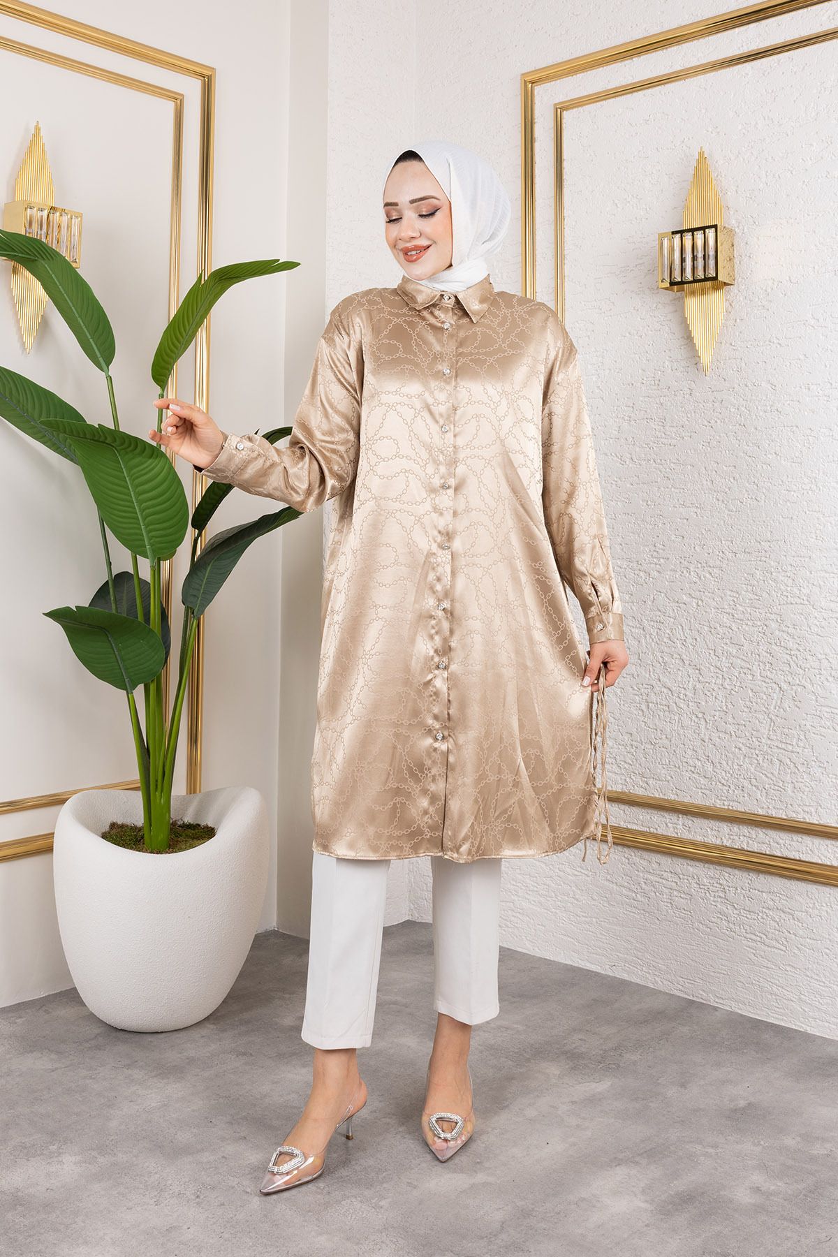 KEBİRE MODA zincirli tesetür tunik