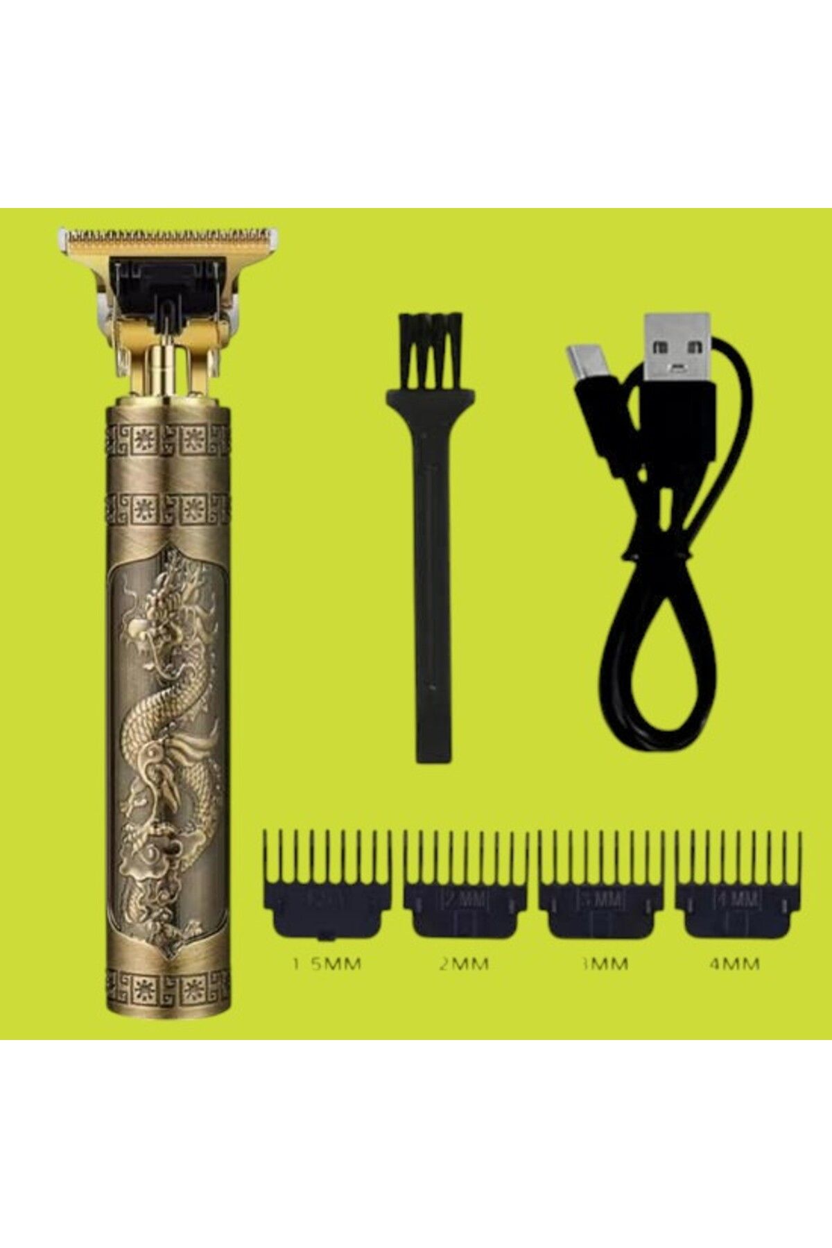 PratikAI Vintage Görünümlü USB Şarjlı Tıraş Makinası | 4 Farklı Başlıkla Çok Amaçlı