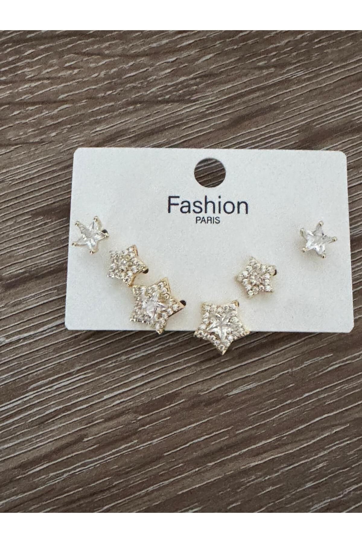 misstakıjewerly ÇELİK 6 LI YILDIZ MODEL KÜPE SETİ