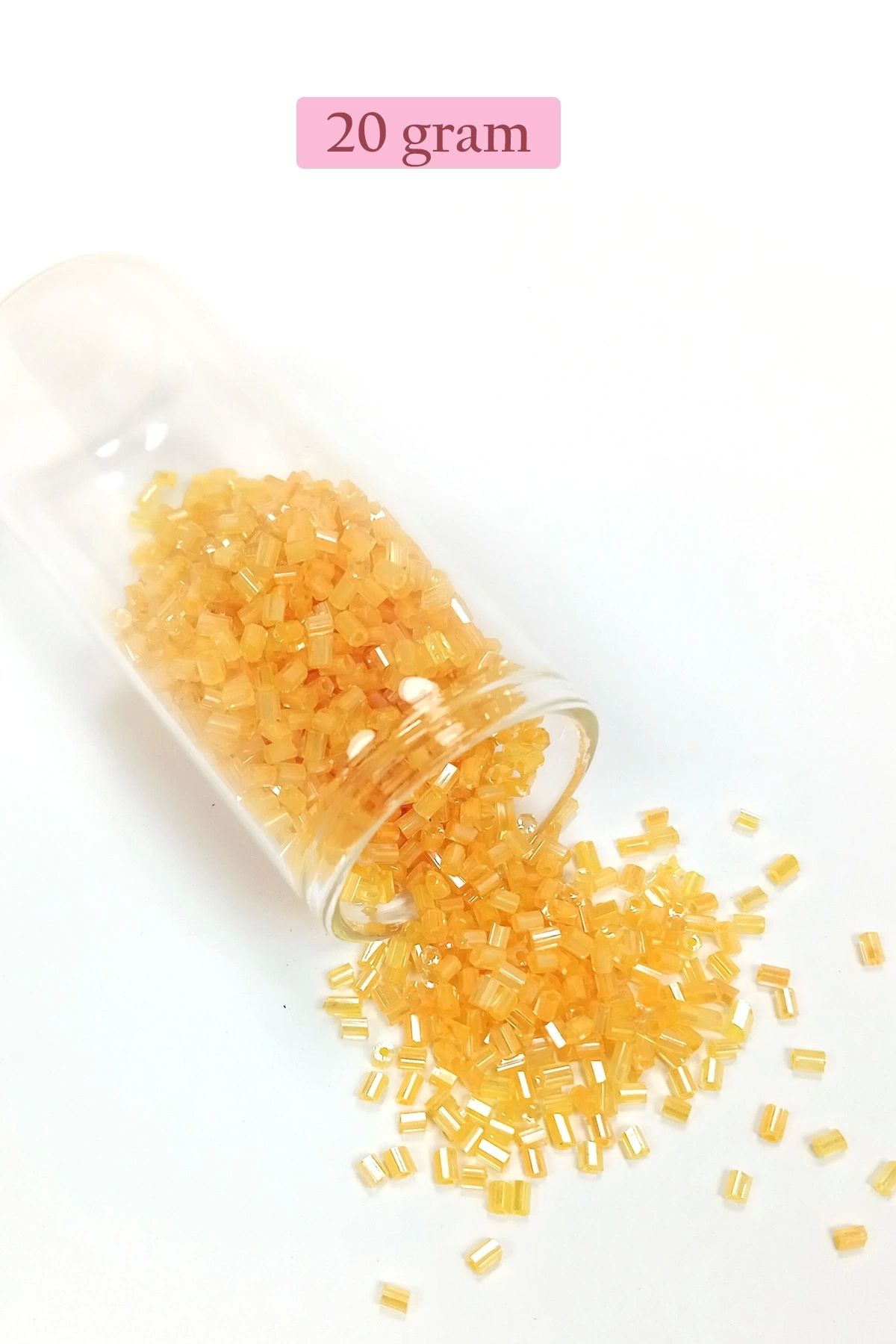 PRATİKOBA Kesme Cam Boncuk 2mm - 20 Gram - Şeffaf Açık Sarı -BNC335