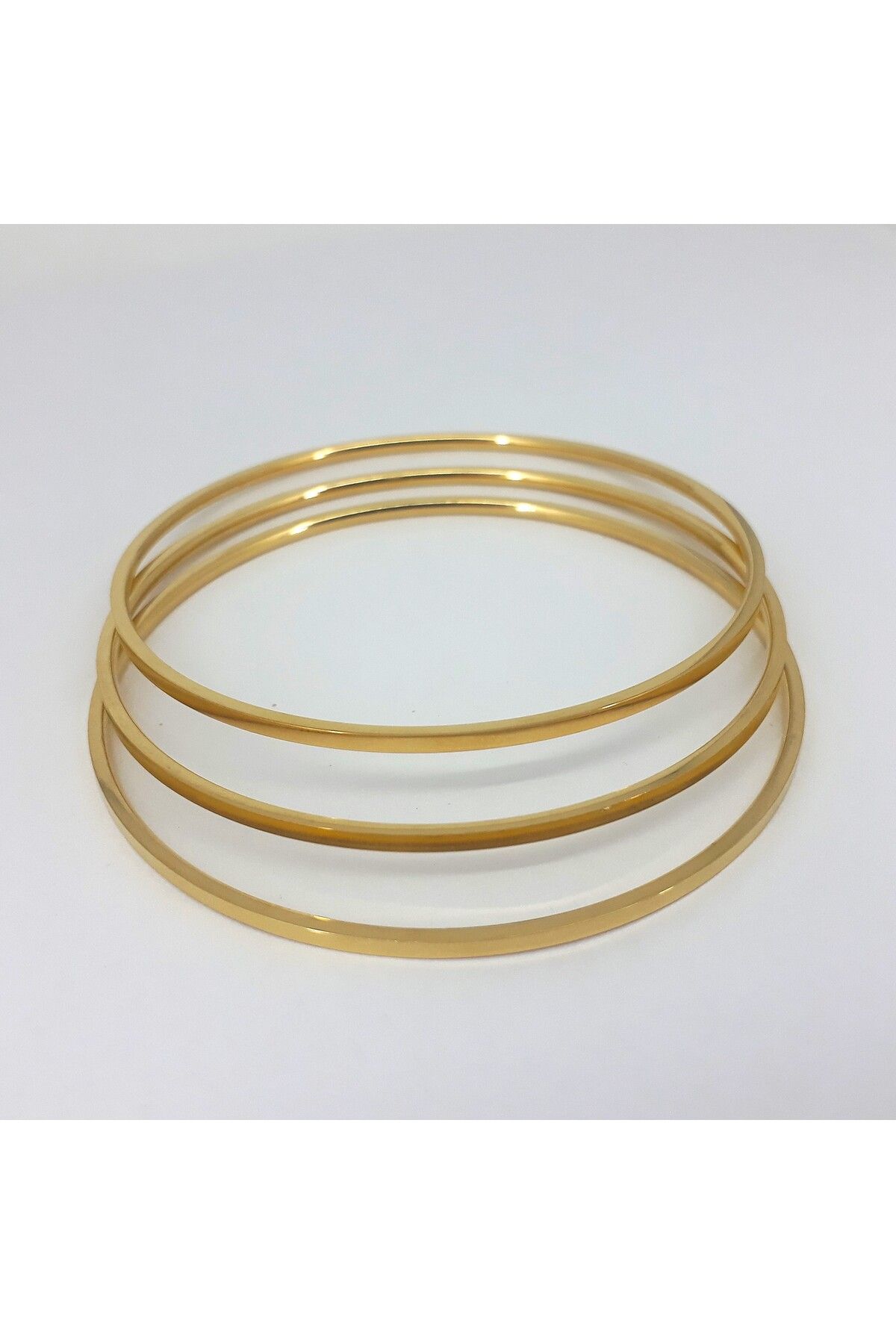 PİNA HEDİYELİK AKSESUAR ÇELİK BİLEKLİK DÜZ AJDA 3 LÜ GOLD ALTIN RENK BİLEZİK ÇELİK BİLEZİK