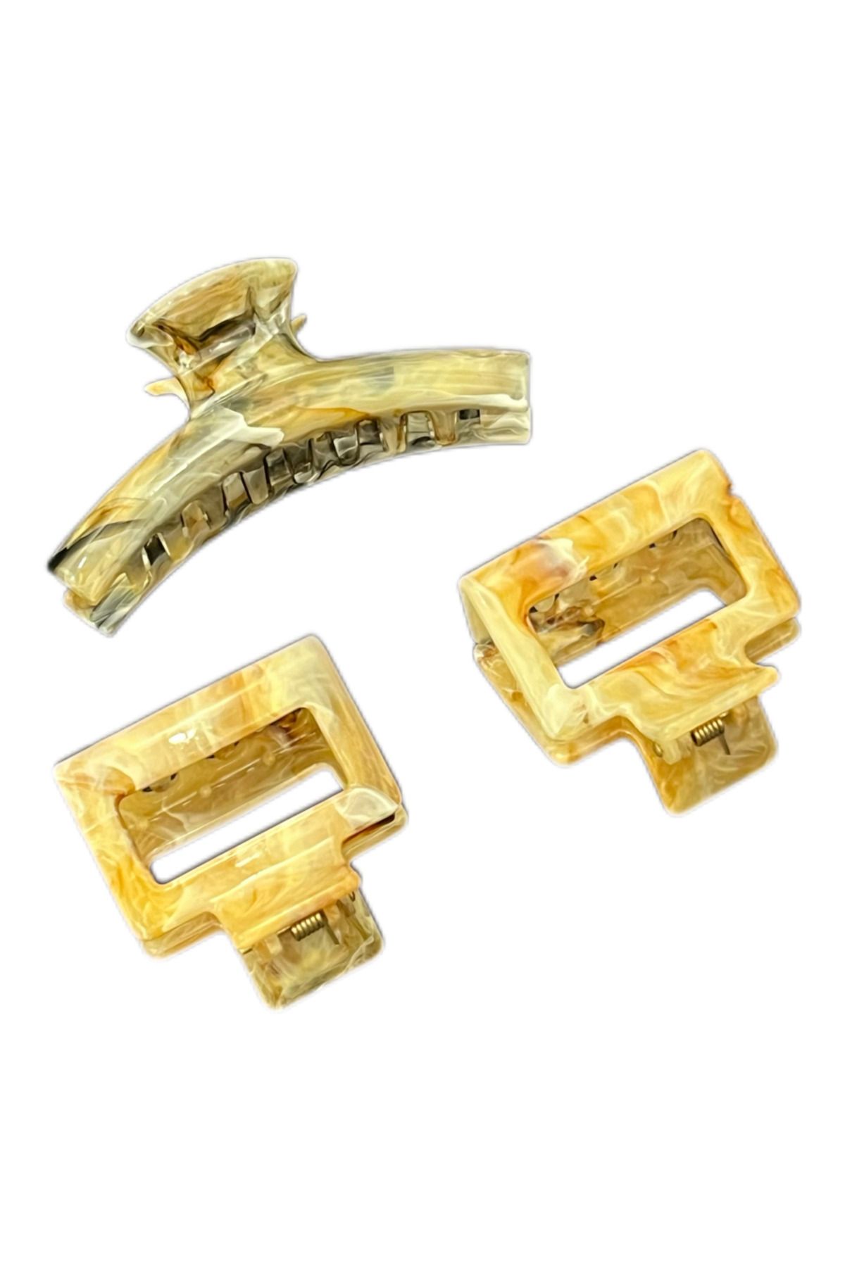 Ayse Jewels Krem Renk 3’lü Kemik Mandal Toka Set