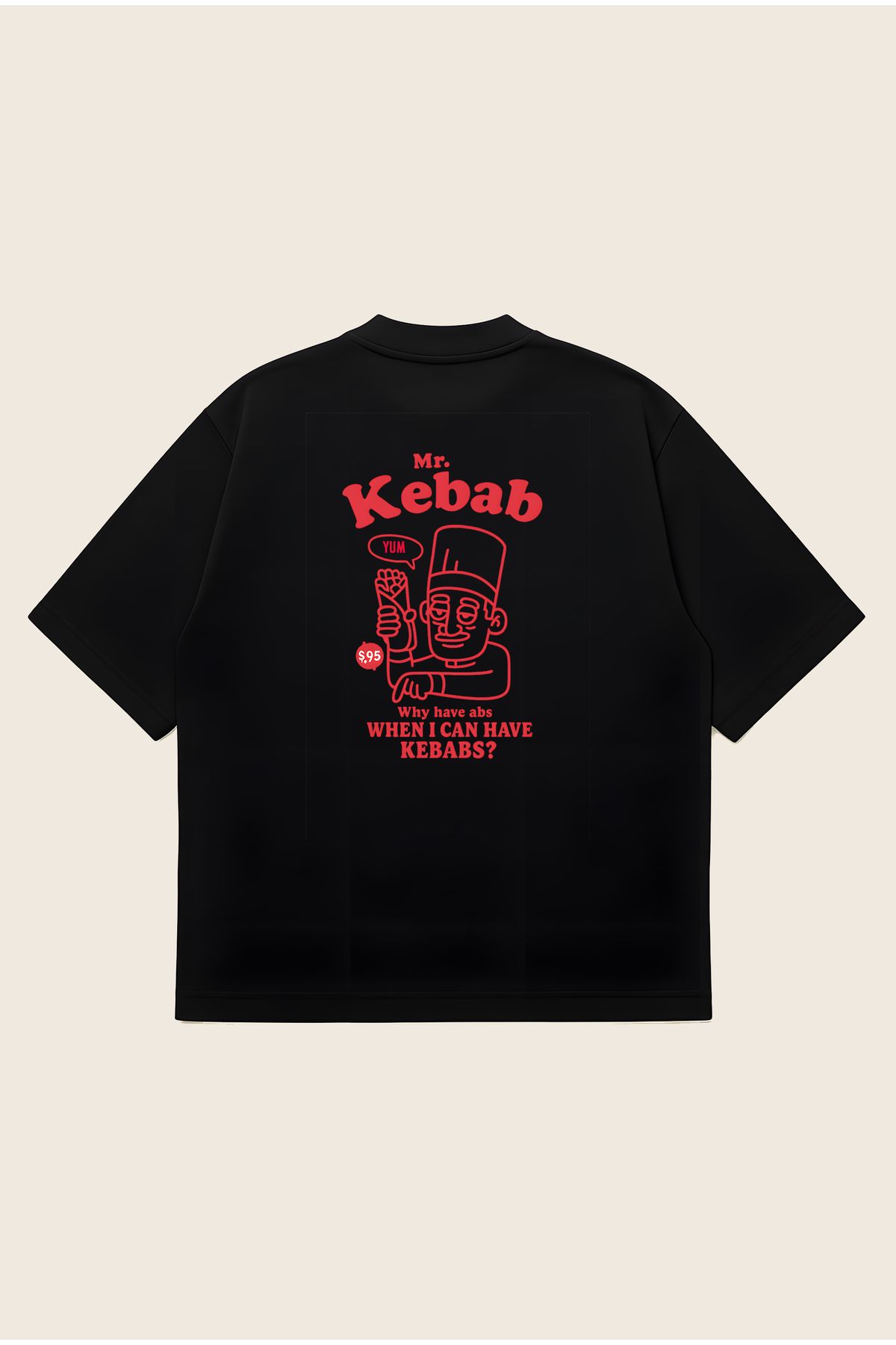 Moon Dancer Mr. Kebap Unisex Oversize Baskılı Boxy Fit Kalın Kumaşlı T-shirt