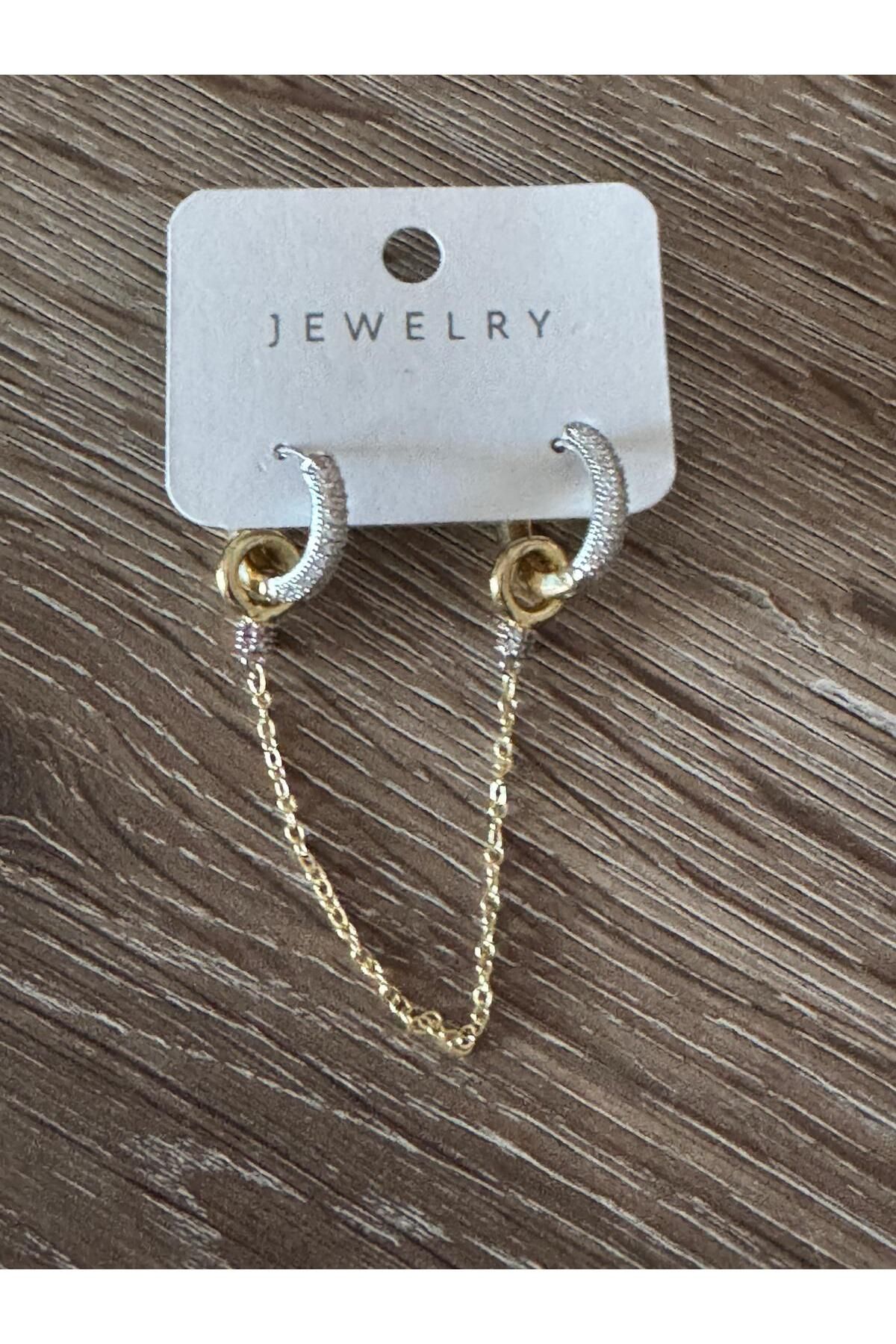 misstakıjewerly ÇELİK GOLD/GÜMÜŞ RENK HALKA MODEL SALLANTILI KÜPE