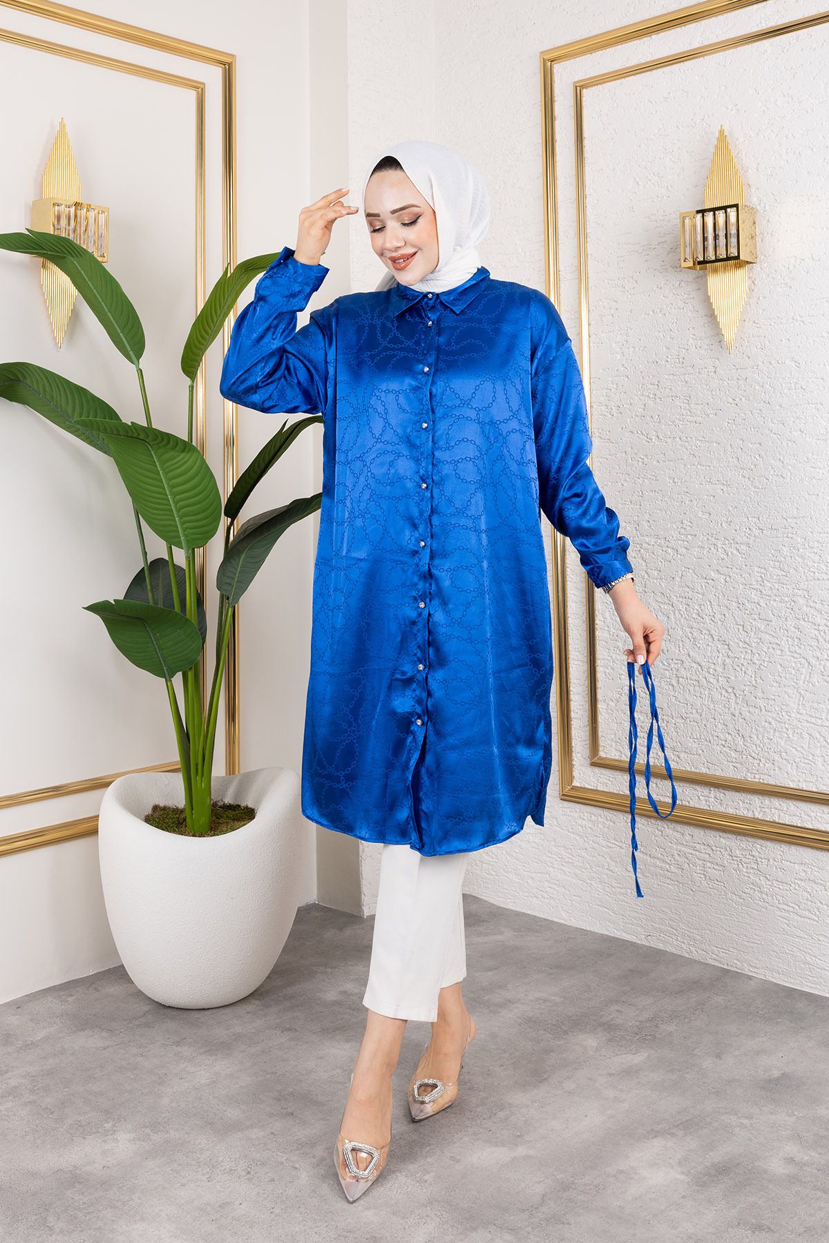 KEBİRE MODA zincirli tesetür tunik