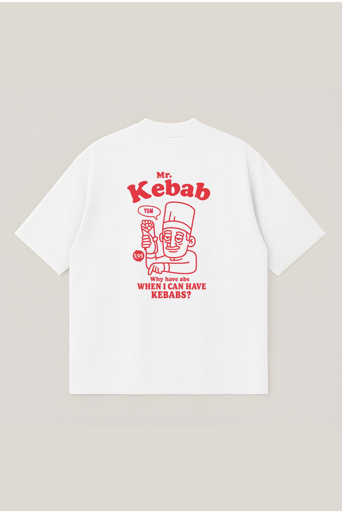 Moon Dancer Mr. Kebap Unisex Oversize Baskılı Boxy Fit Kalın Kumaşlı T-shirt
