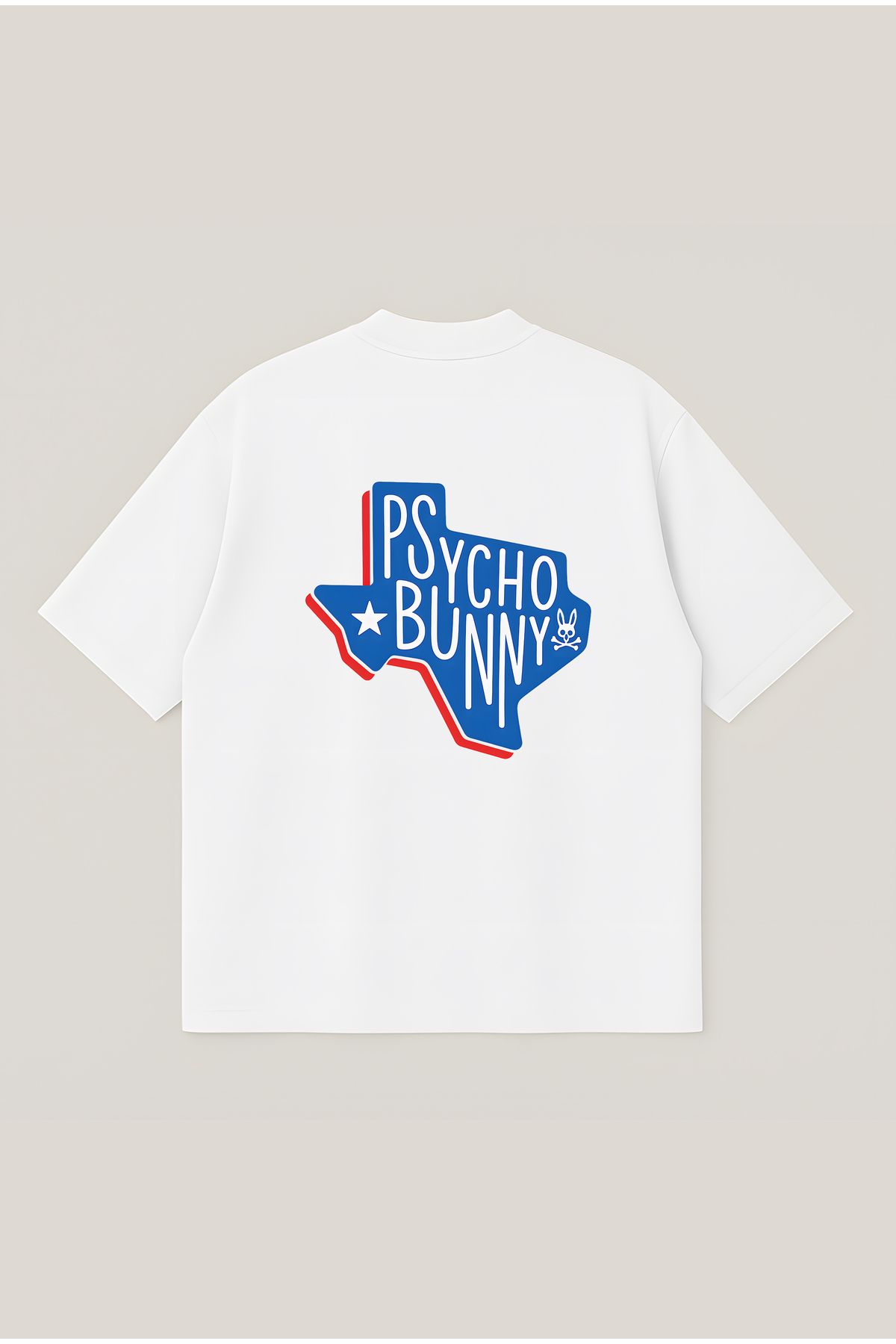 Moon Dancer Psycho Bunny Texas Edition Unisex Oversize Baskılı Boxy Fit Kalın Kumaşlı T-shirt