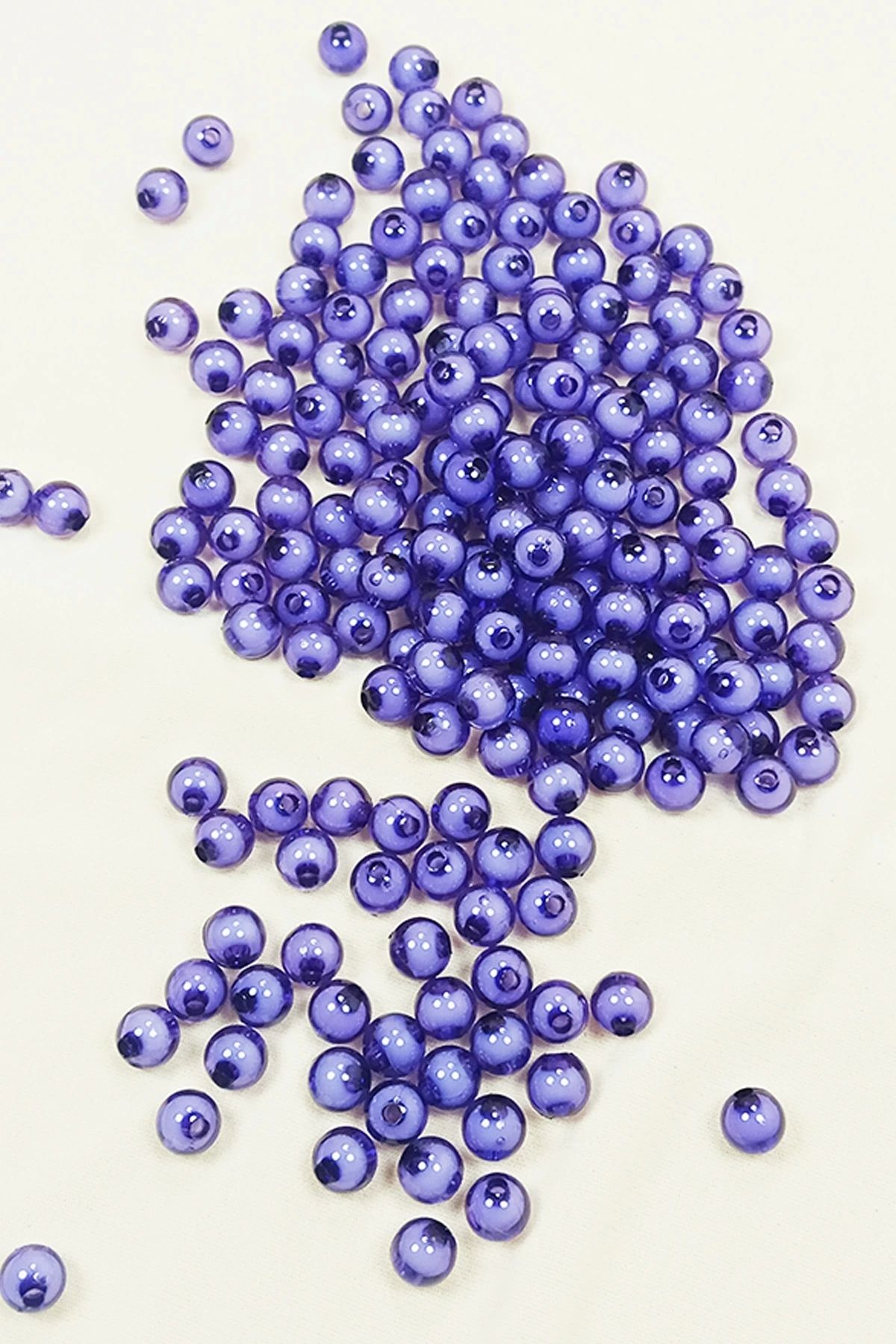 PRATİKOBA Yuvarlak Boncuk İçten Boncuklu Bileklik Çanta Boncuğu 8 mm 50 gr Eflatun - BNC472