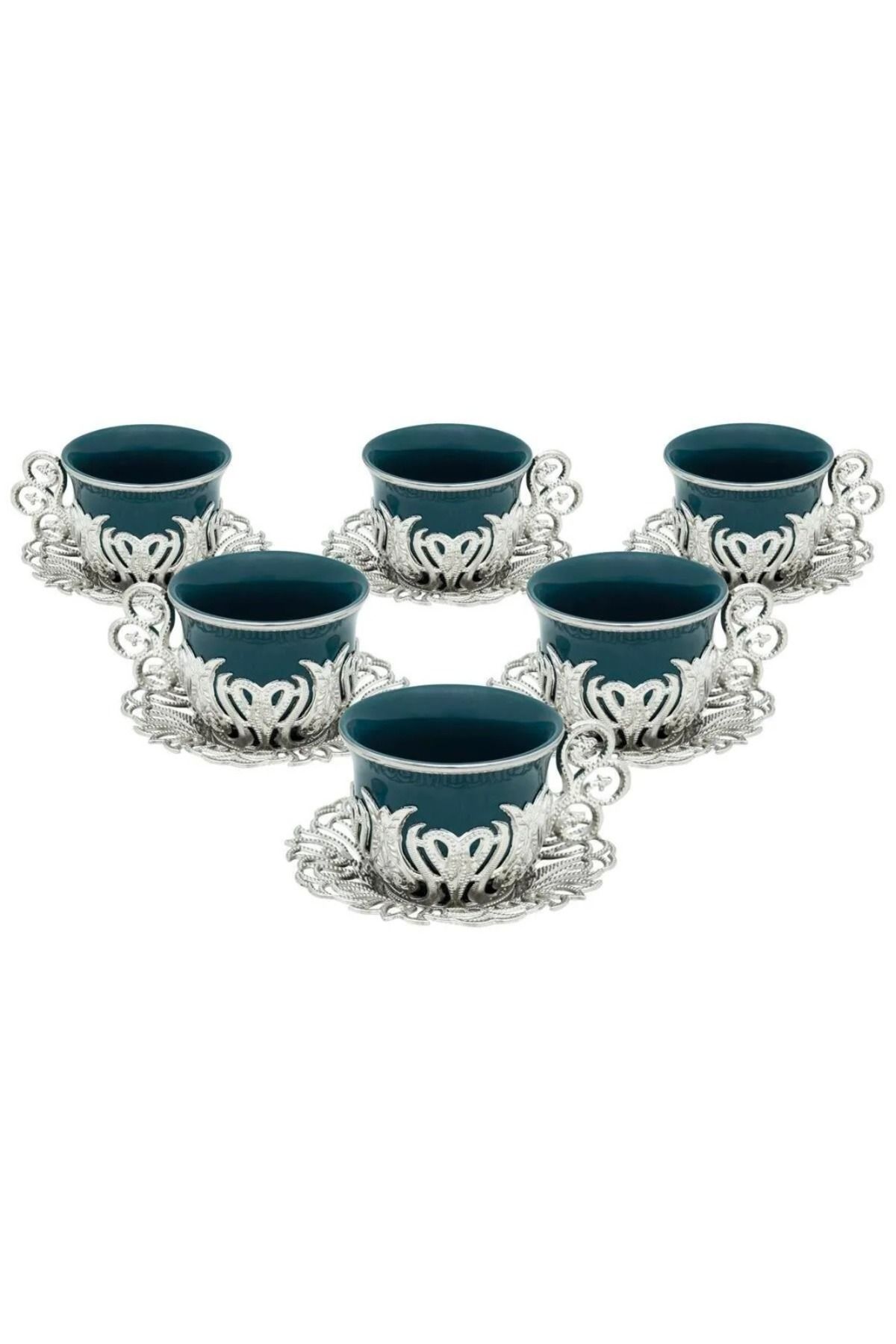 E orient Türk Kahvesi Sunum Seti Metal Kahve Fincan Takımı Arap Kahve Fincanı 6 Lı