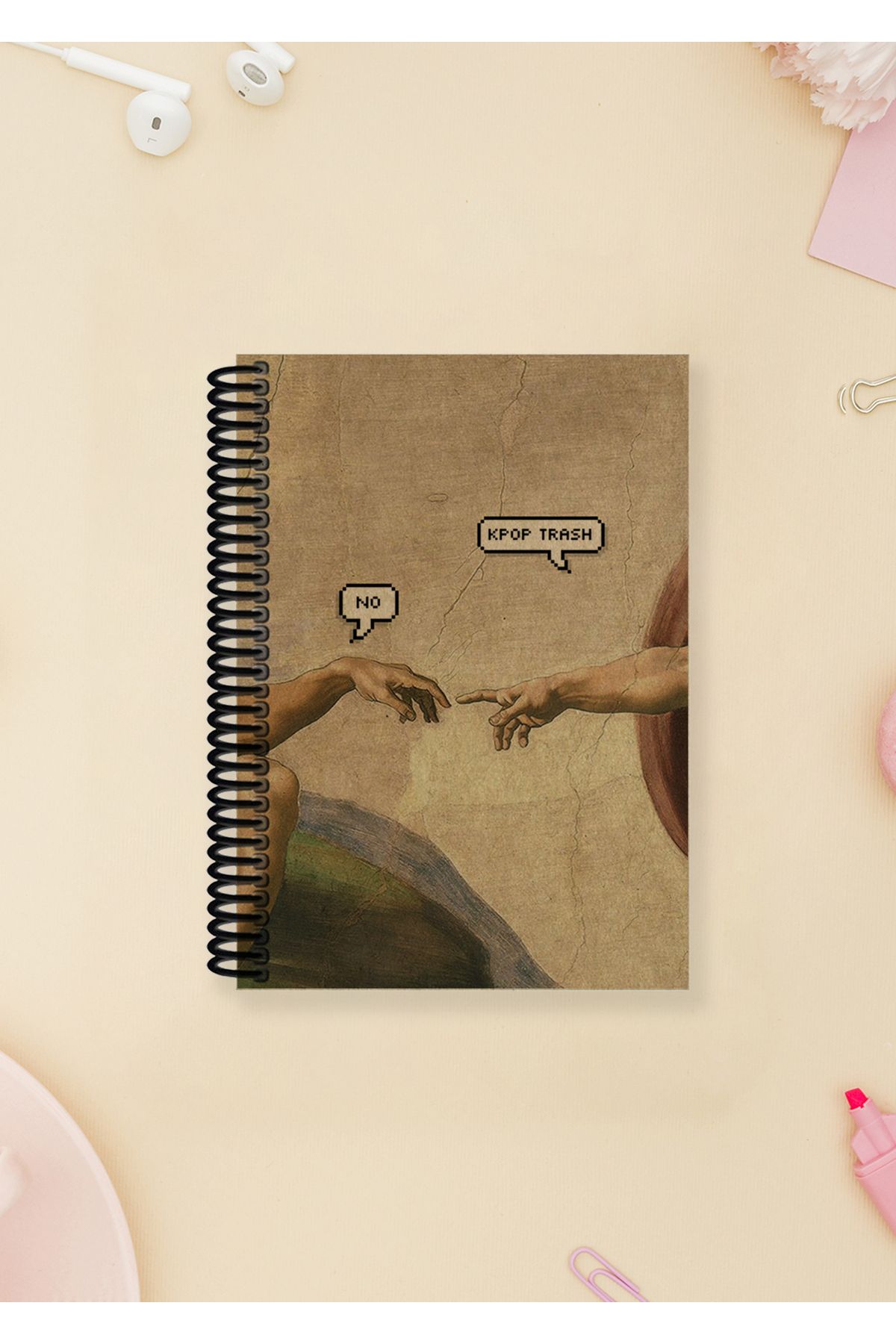 Ludios K-POP Trash ? Spiralli A6 Çizgisiz Kraft Kapaklı Not Defteri (100 Sayfa)