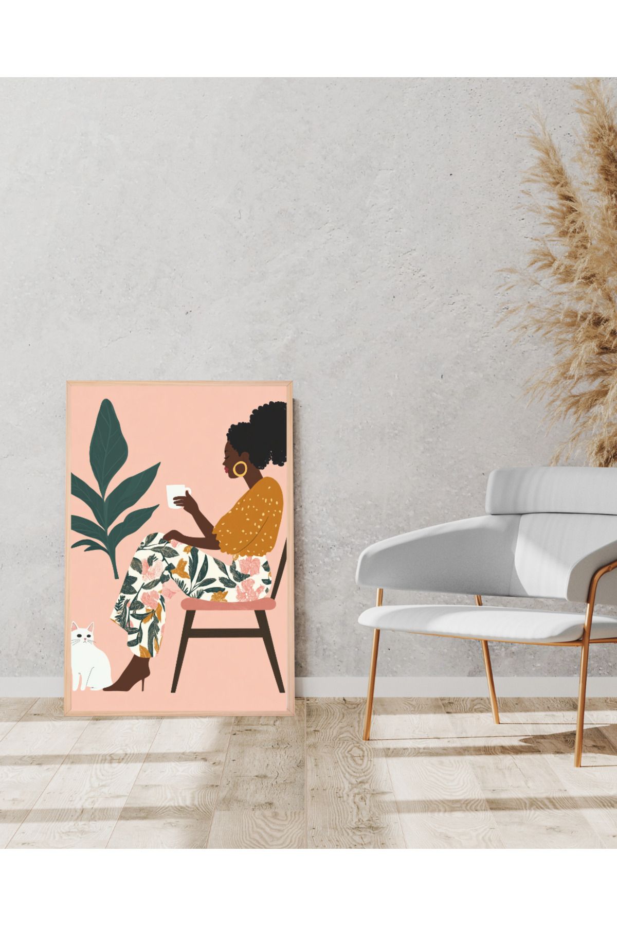 Tuba Decor Tek parça Ahşap Çerçeve Görünümlü MDF Tablo