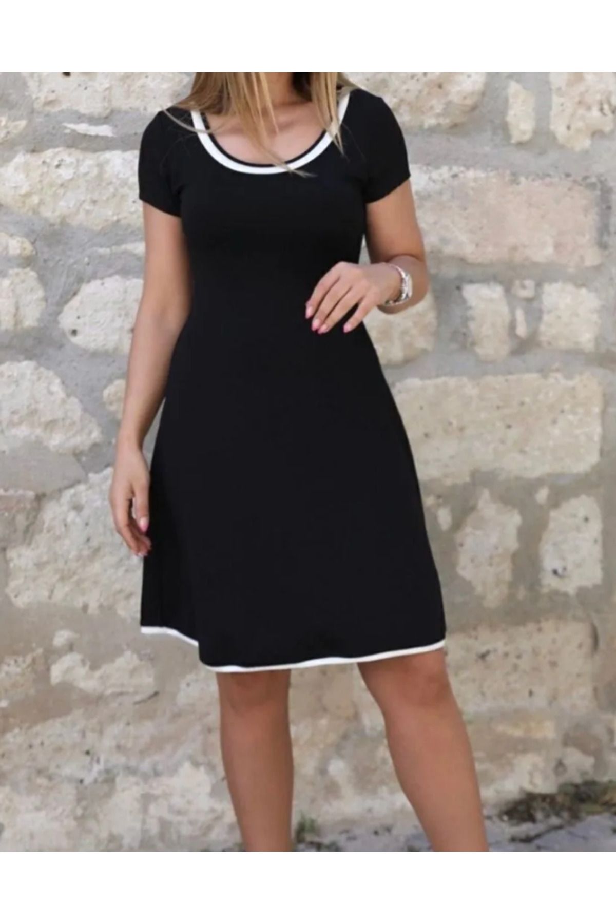 Blissmood yaka biyeli kloş elbise
