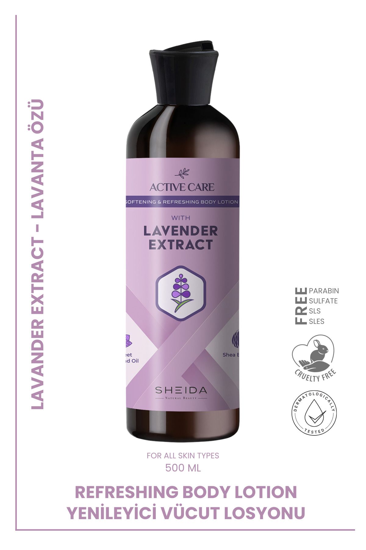 Sheida Active Care Yenileyici & Yumuşatıcı Vücut Losyonu 500 ml – Lavanta Özlü