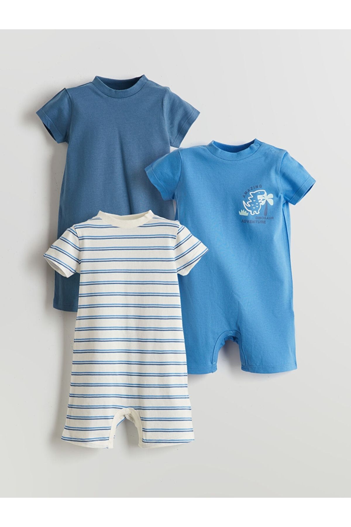 LC Waikiki LCW baby Bisiklet Yaka Erkek Bebek Penye Tulum 3'lü