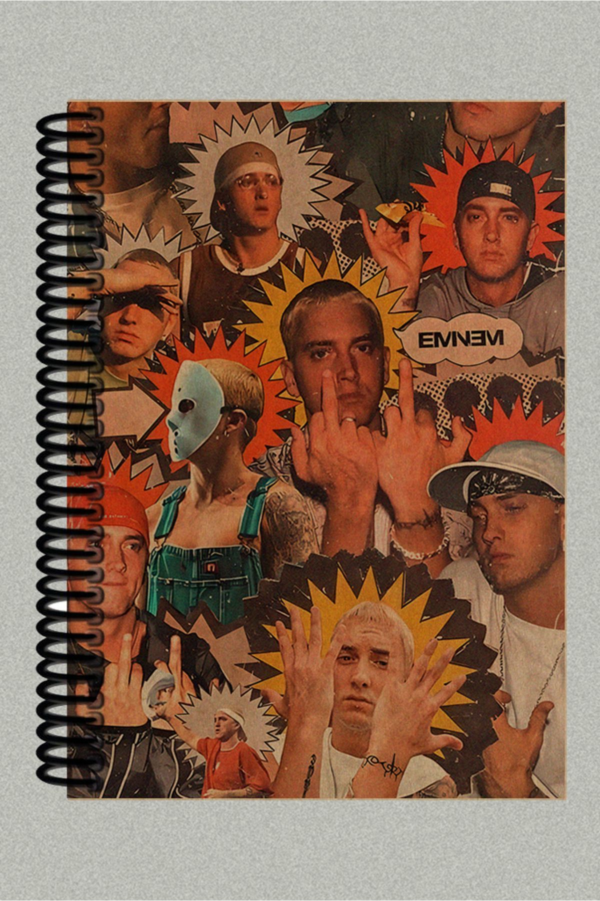 Ludios Eminem Kolaj Spiralli A5 Çizgisiz Kraft Kapaklı Defter (200 Sayfa)