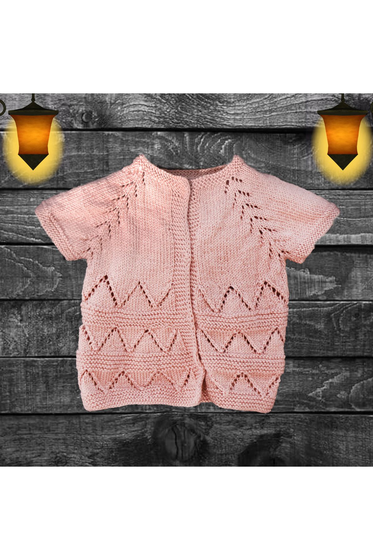 COZY El Yapımı Pembe Uzun Kollu Örgü Bebek Hırkası