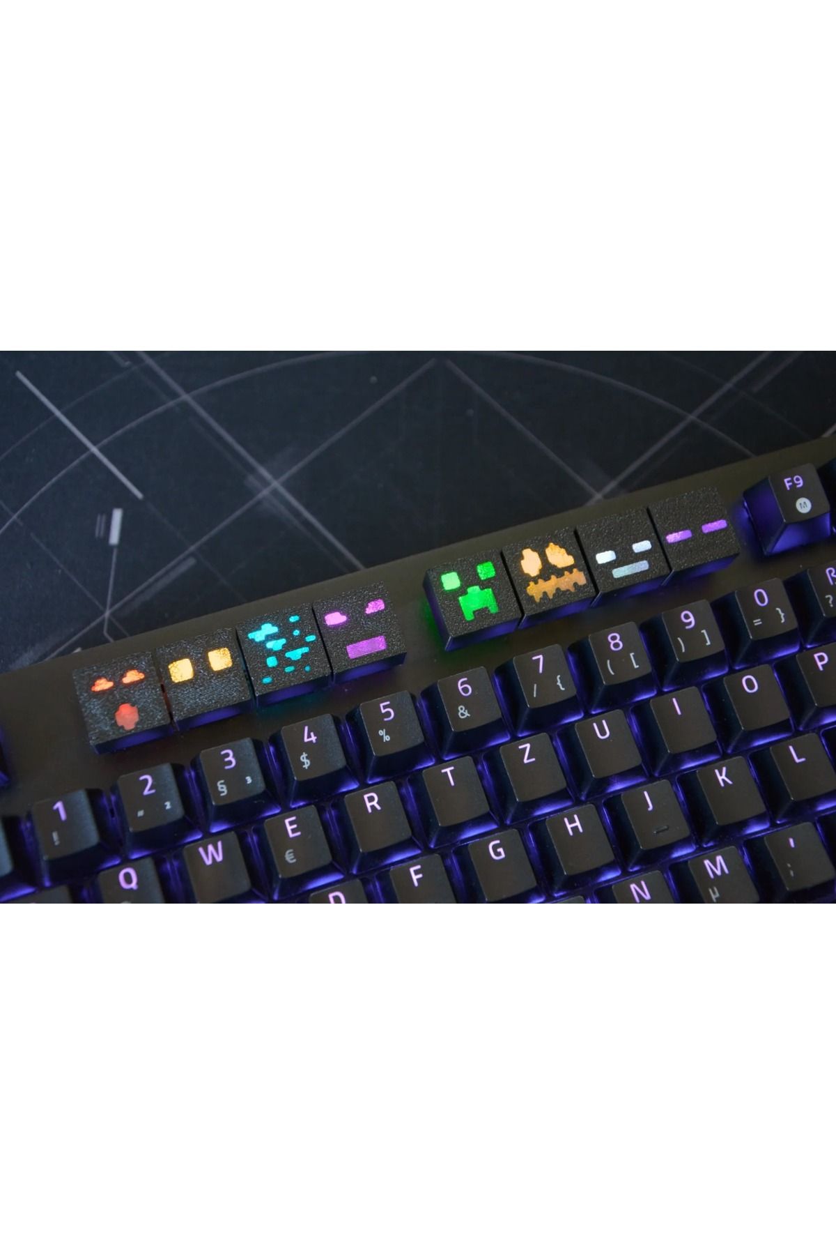 PUREYSMA Minecraft Temalı Keycap Seti (8 ADET) – Mekanik Rgb Oyuncu Klavyeleri Ile Uyumlu Renkli Tuş Takımı
