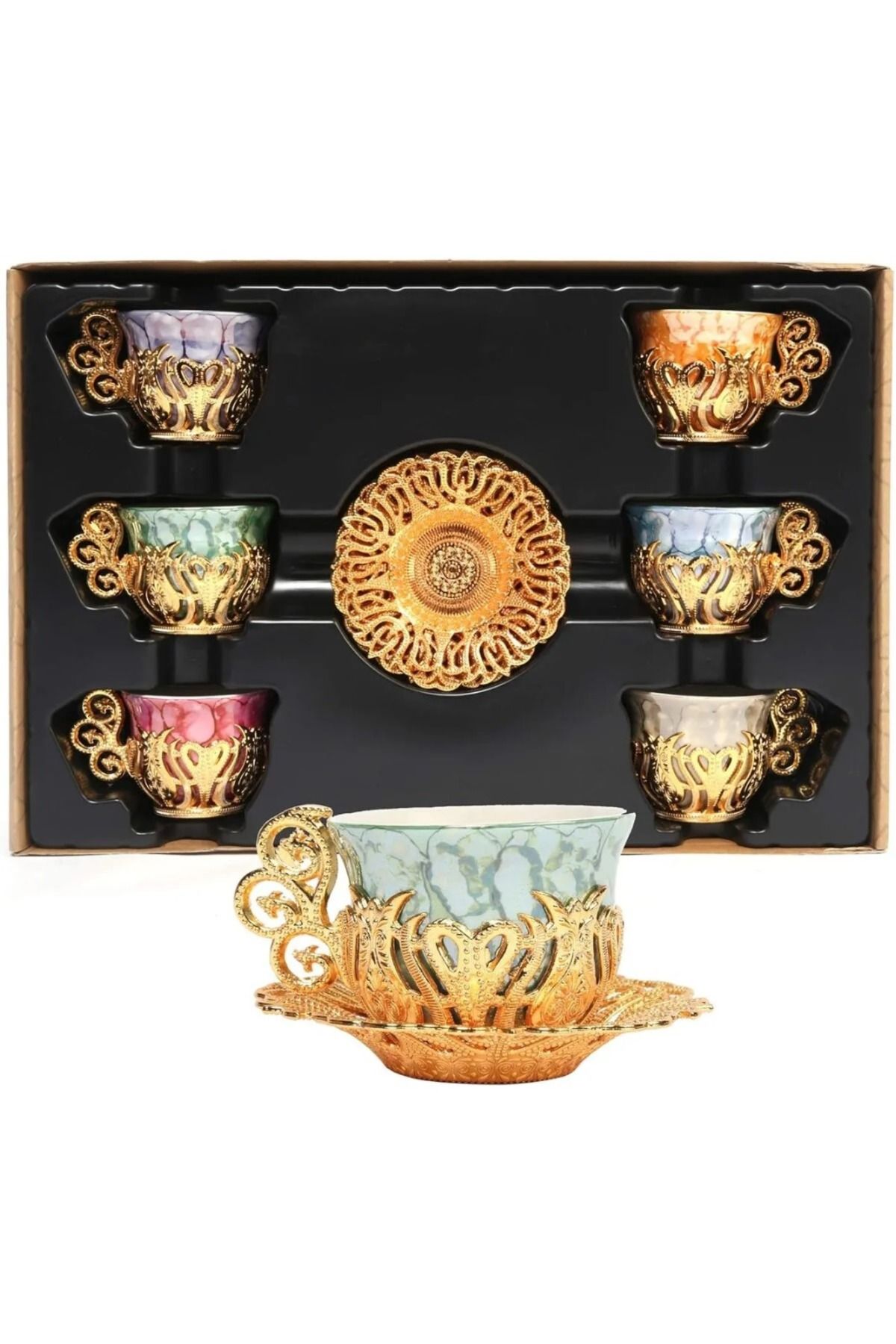 E orient Türk Kahvesi Sunum Seti Metal Kahve Fincan Takımı Kahve Fincanı Kahvesi Espresso Arap Fincanı 6 Lı