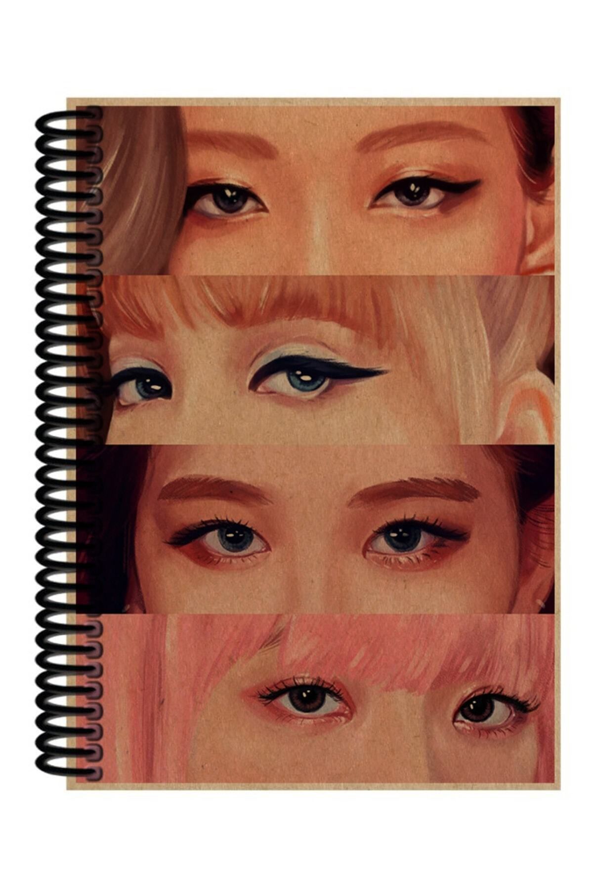 Ludios Blackpink Eyes Desenli Spiralli A5 Çizgisiz Defter (200 Sayfa)