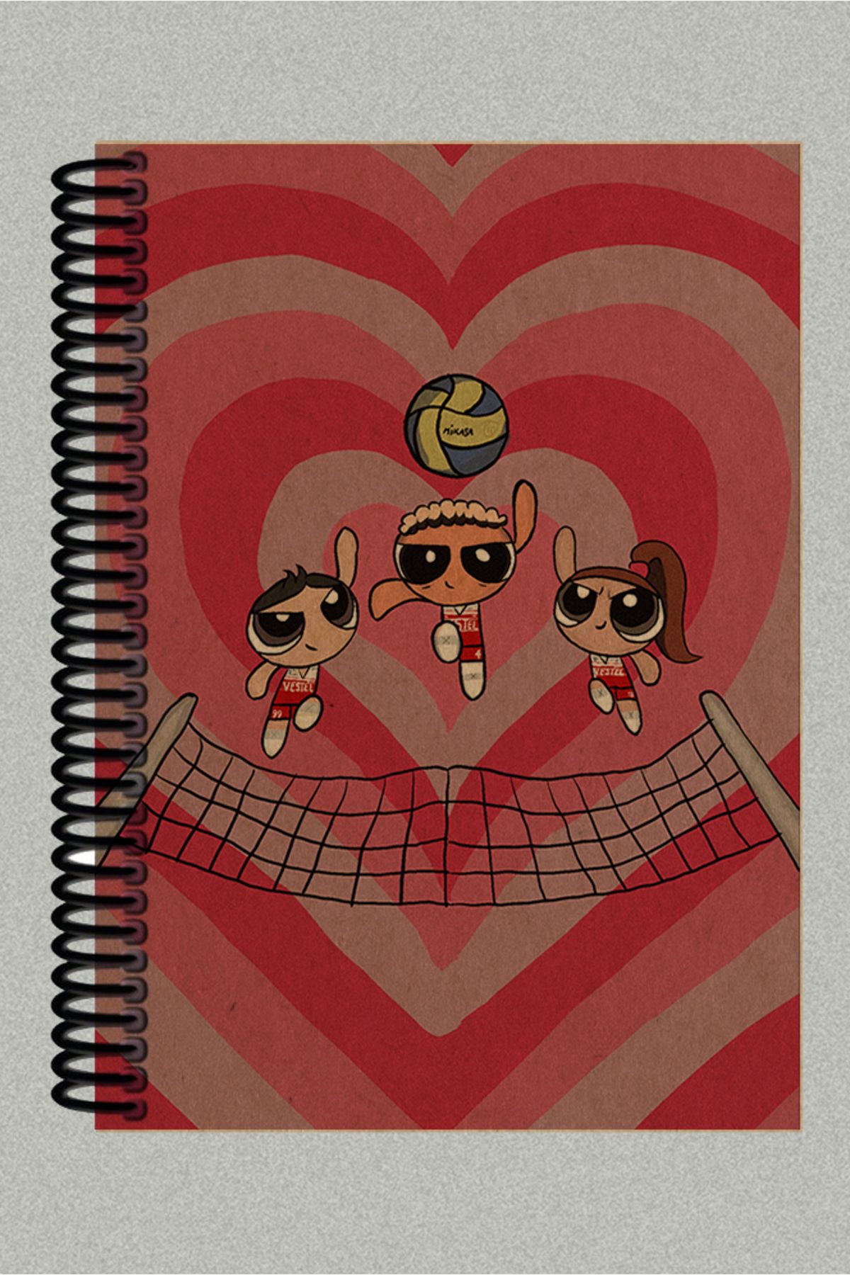 Ludios Filenin Sultanları PPG Kalpler Spiralli A5 Çizgisiz Kraft Kapaklı Defter (200 Sayfa)