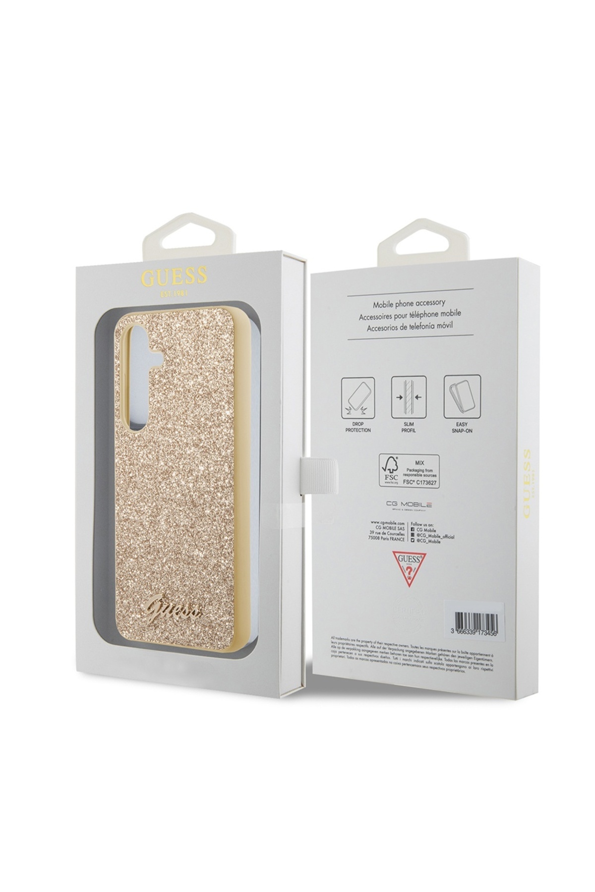 Guess-Case for Samsung Galaxy S24 Plus - Guess Glitter Script (GUHCS24MHGGSHD) - Gold 7