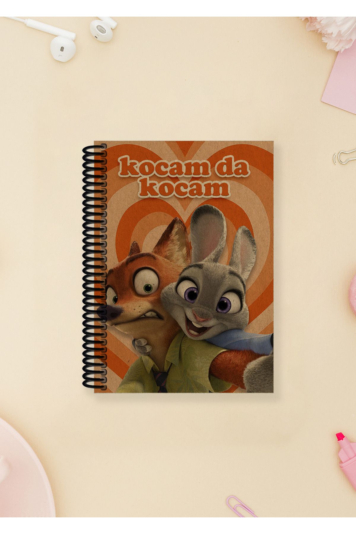 Ludios Zootropolis Kocam da Kocam A6 Çizgisiz Kraft Kapaklı Not Defteri (100 Sayfa)
