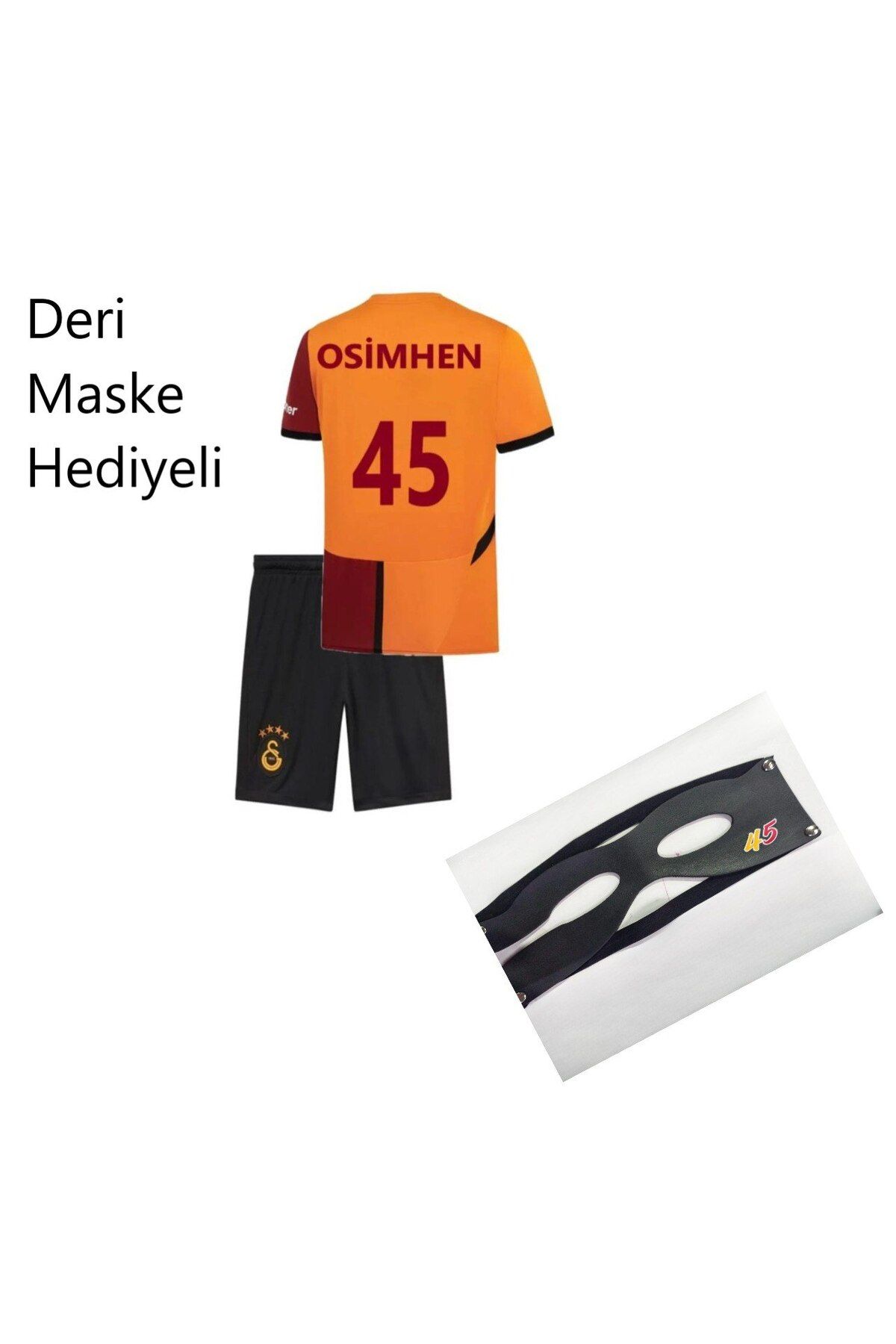 Alaturka Mix 2024/2025 Yeni Victor_osimhen 45 Numara 5 Yıldızlı Galatasarây. Kırmızı Çocuk Forması Maske Çoraplı