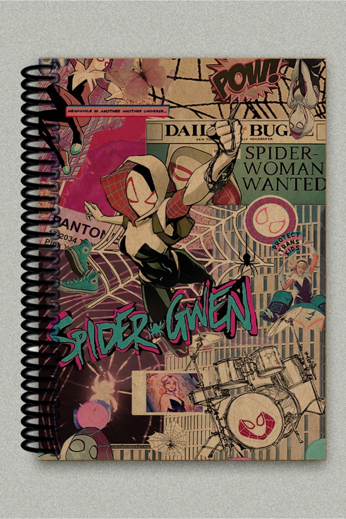 Ludios Spider Gwen Spiralli A5 Çizgisiz Kraft Kapaklı Defter (200 Sayfa)