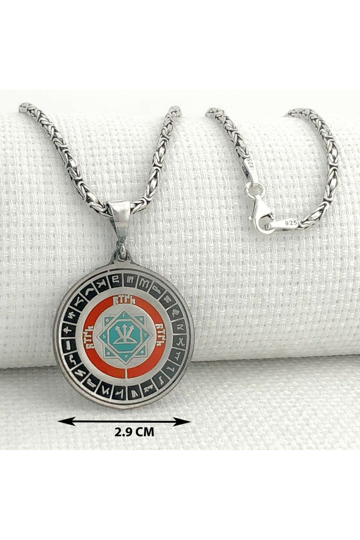 MODA925 925 Ayar Gümüş Oğuz Kağan Mührü Türk Boyları Simgeli Gümüş Kral Kolye