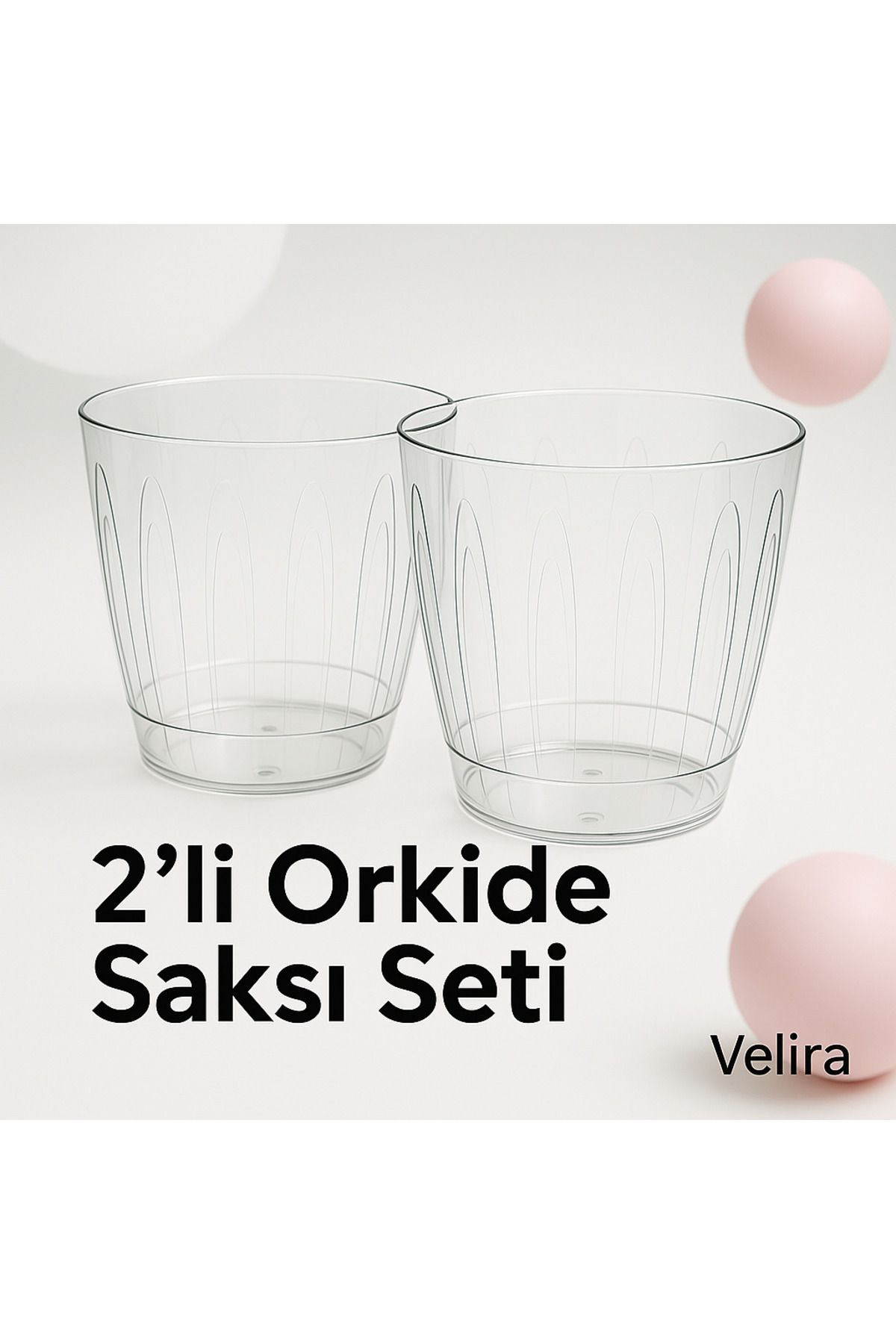 velira 2 Adet Orkide Şeffaf Saksı 1,5 Litre Seti