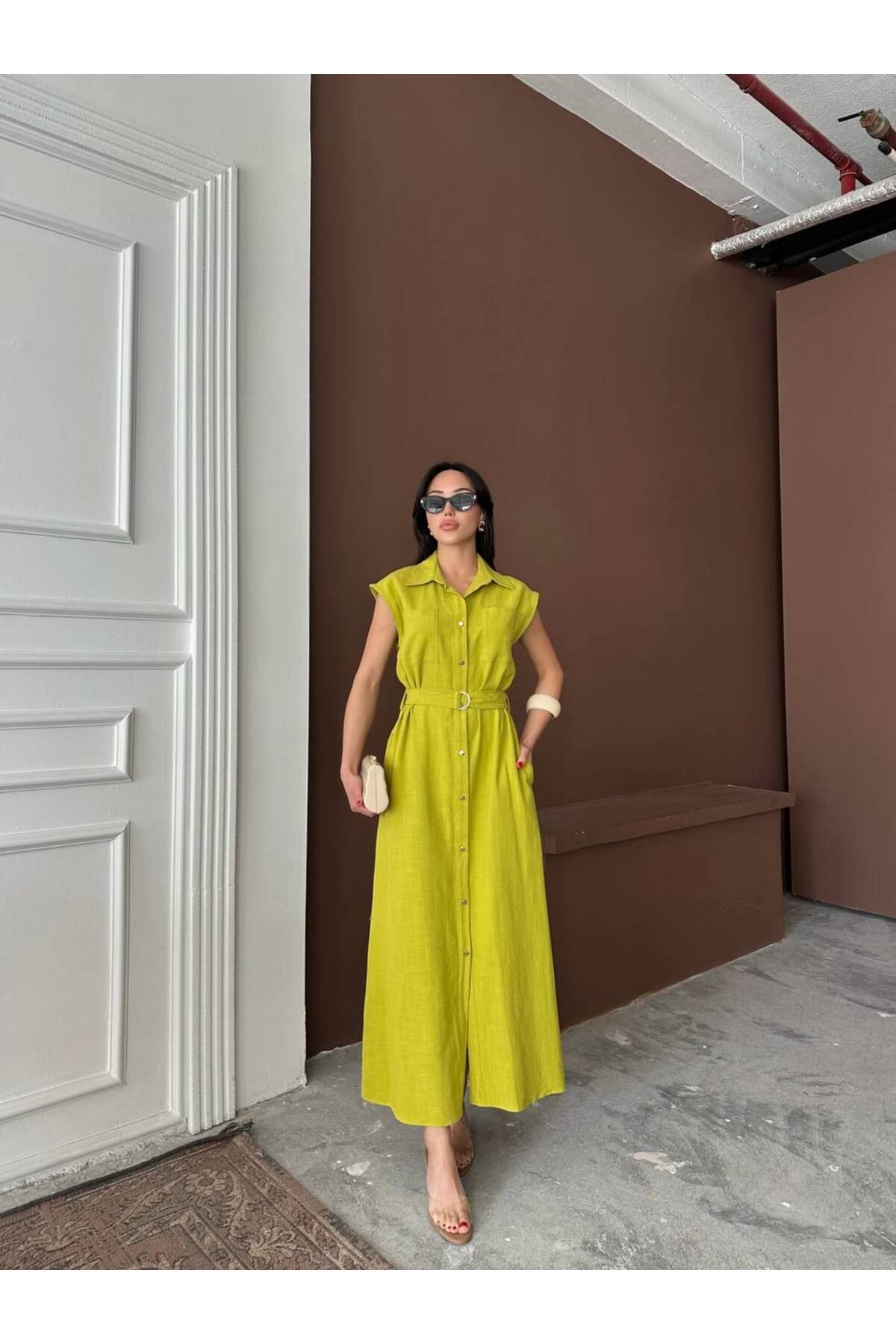 Hotfashion Kemerli T Kol Elbise
