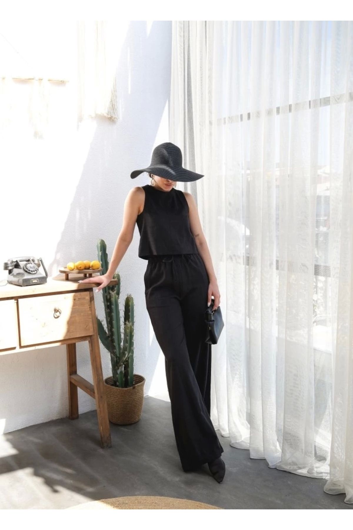 Silerra Keten Bluz Ve Pantolon İkili Takim