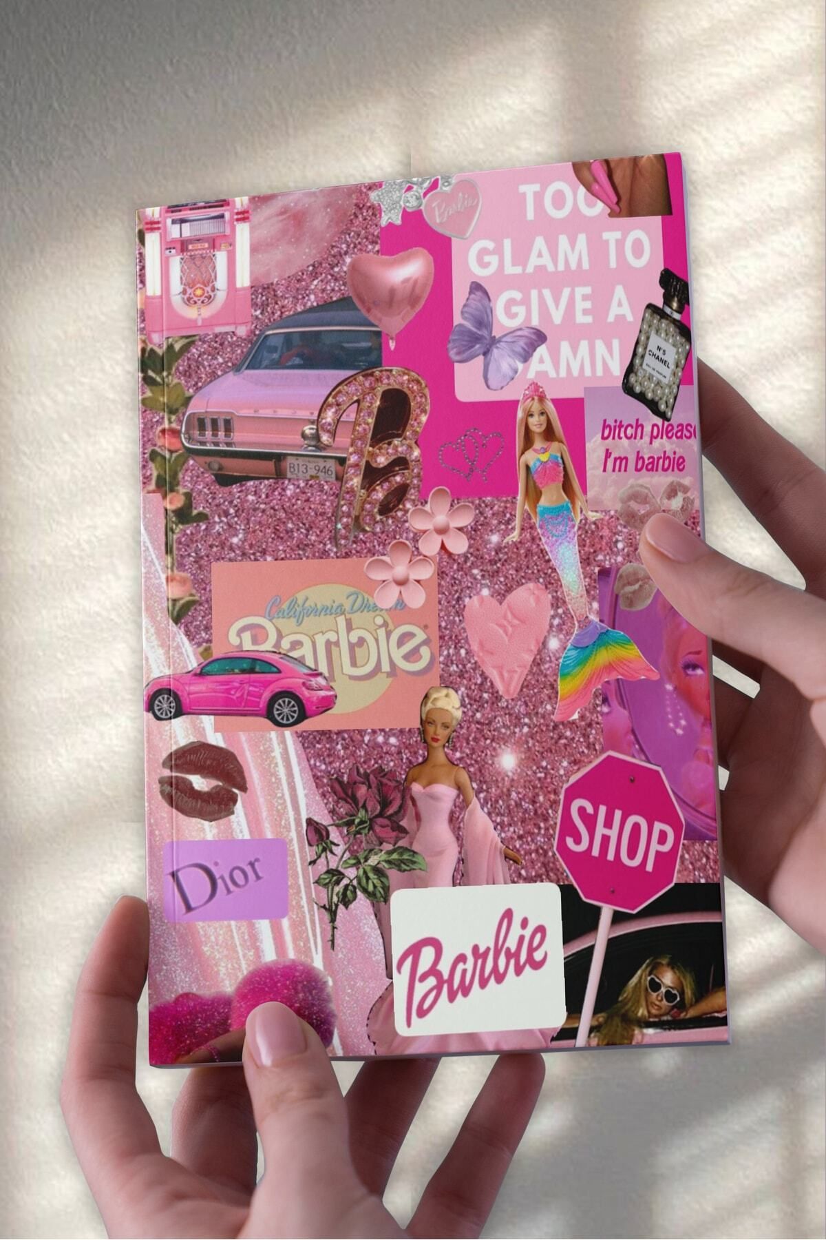 Ludios Kolaj Pembe Barbi Desenli A5 Çizgisiz Defter (50 Sayfa)
