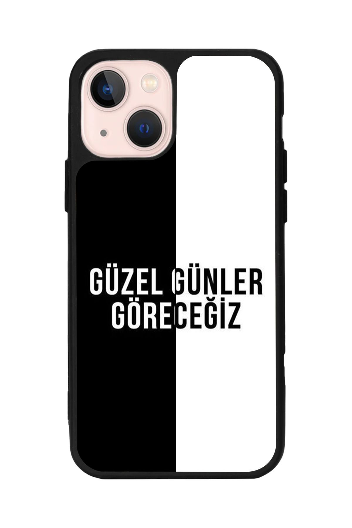 Aksel Kılıf Apple iphone 14 Uyumlu Baskılı, Mat Siyah Renk, Yumuşak Silikon, Koruyucu, Şok Emici Kapak, Kılıf