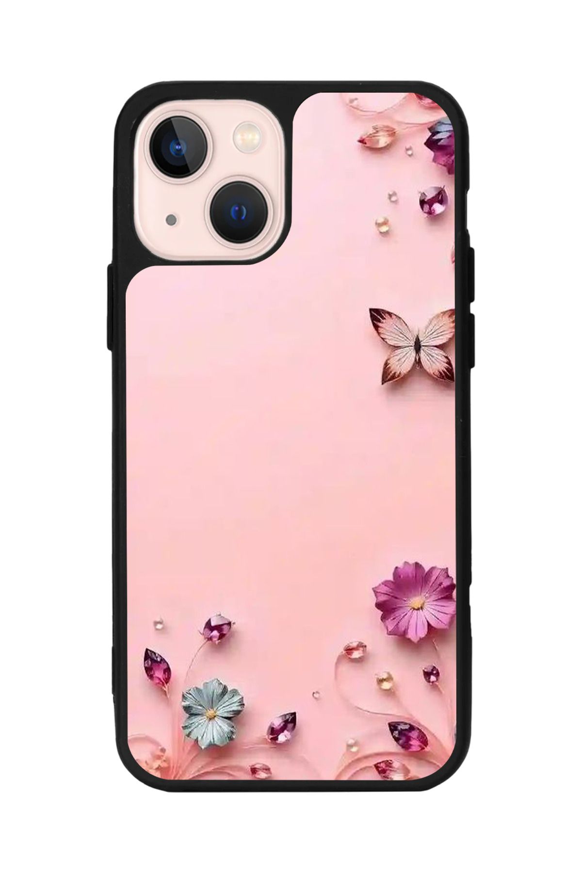 Aksel Kılıf Apple iphone 14 Uyumlu Baskılı, Mat Siyah Renk, Yumuşak Silikon, Koruyucu, Şok Emici Kapak, Kılıf