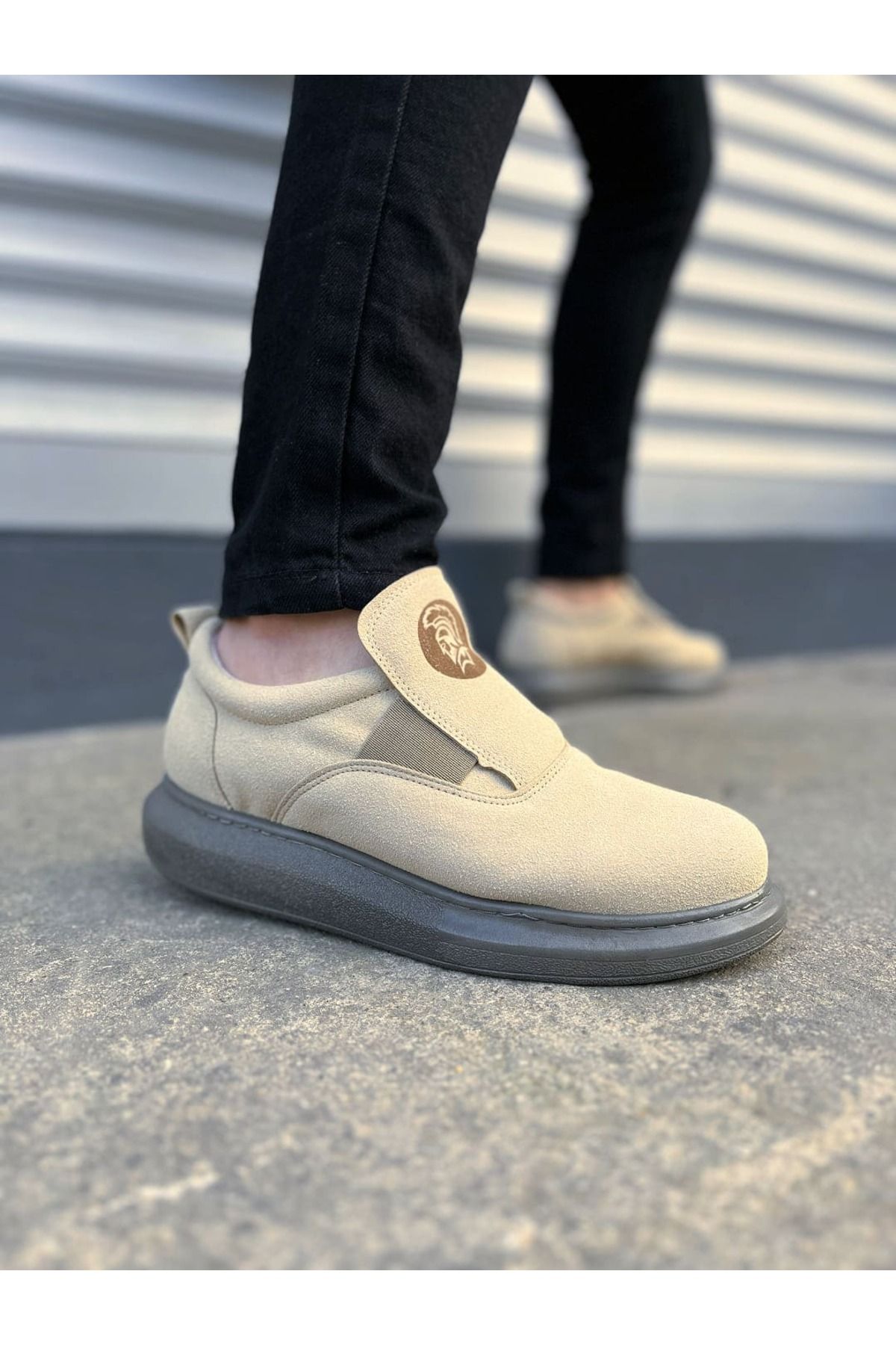 Joy Ayakkabı JY161 Hippo Bağcıksız Süet Erkek Günlük Sneaker Ayakkabı SGT - Bej