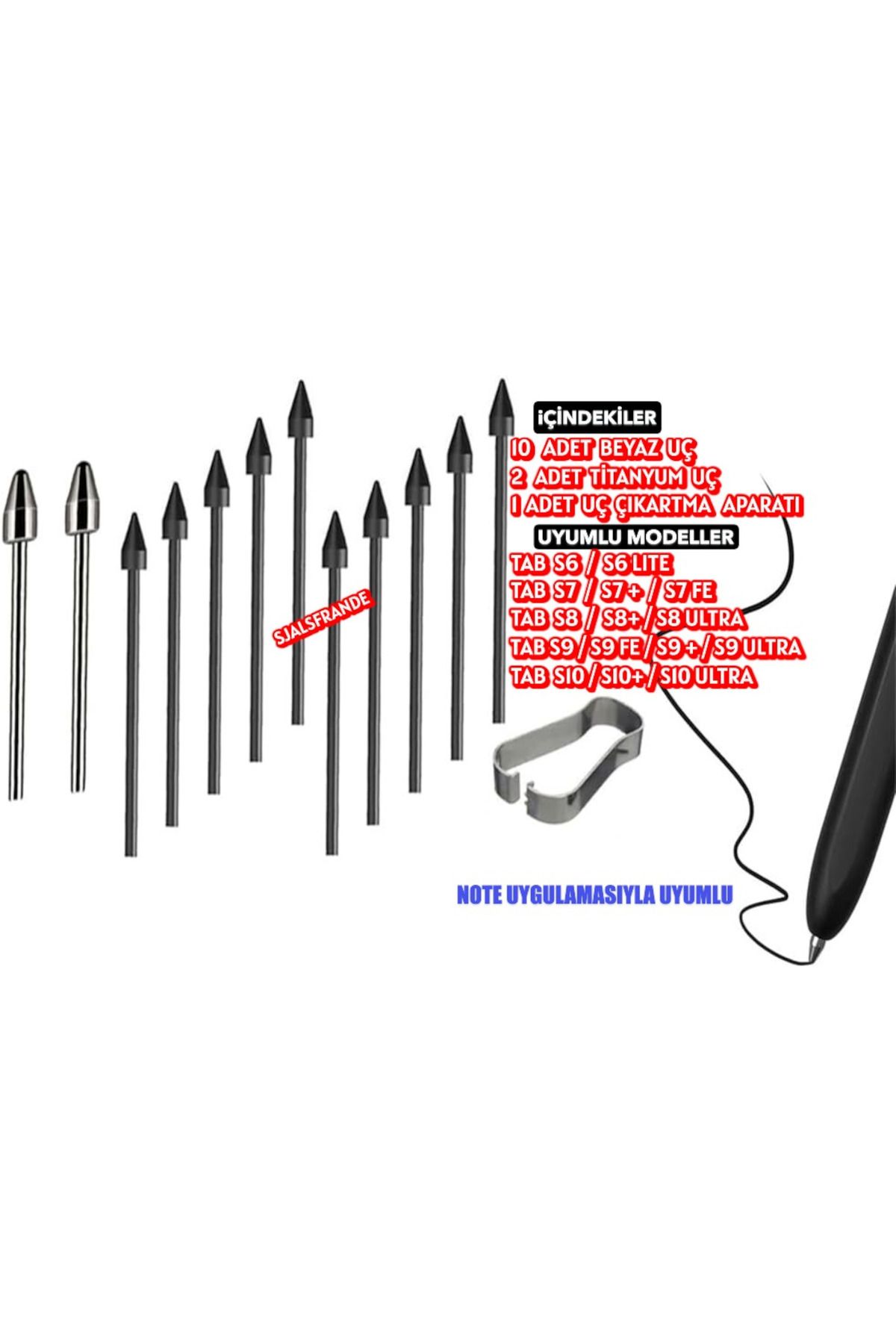 Sjalsfrande Samsung S Pen Uçları - Galaxy Tab S Serisi (LİTE, FE, , ULTRA DAHİL) S6, S7, S8, S9, S10 (12 ADET)