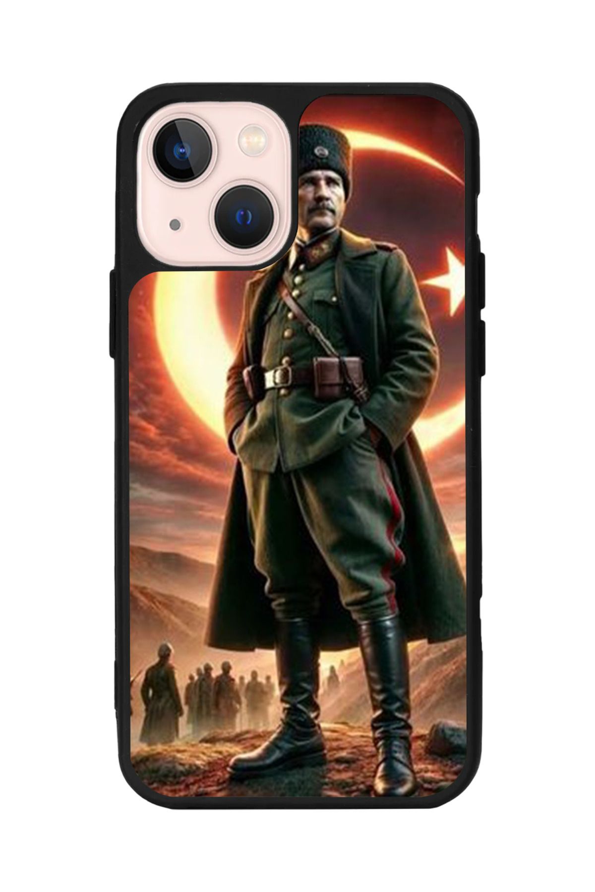 Aksel Kılıf Apple iPhone 15 Uyumlu Baskılı, Mat Siyah Renk, Yumuşak Silikon, Koruyucu, Şok Emici Kapak, Kılıf
