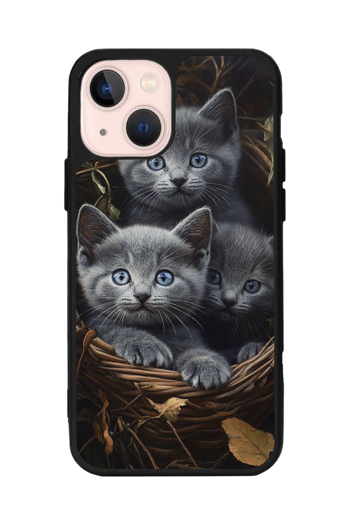 Aksel Kılıf Apple iPhone 13 Mini Uyumlu Baskılı,Mat Siyah,Yumuşak Silikon, Koruyucu, Şok Emici Kapak,Kılıf
